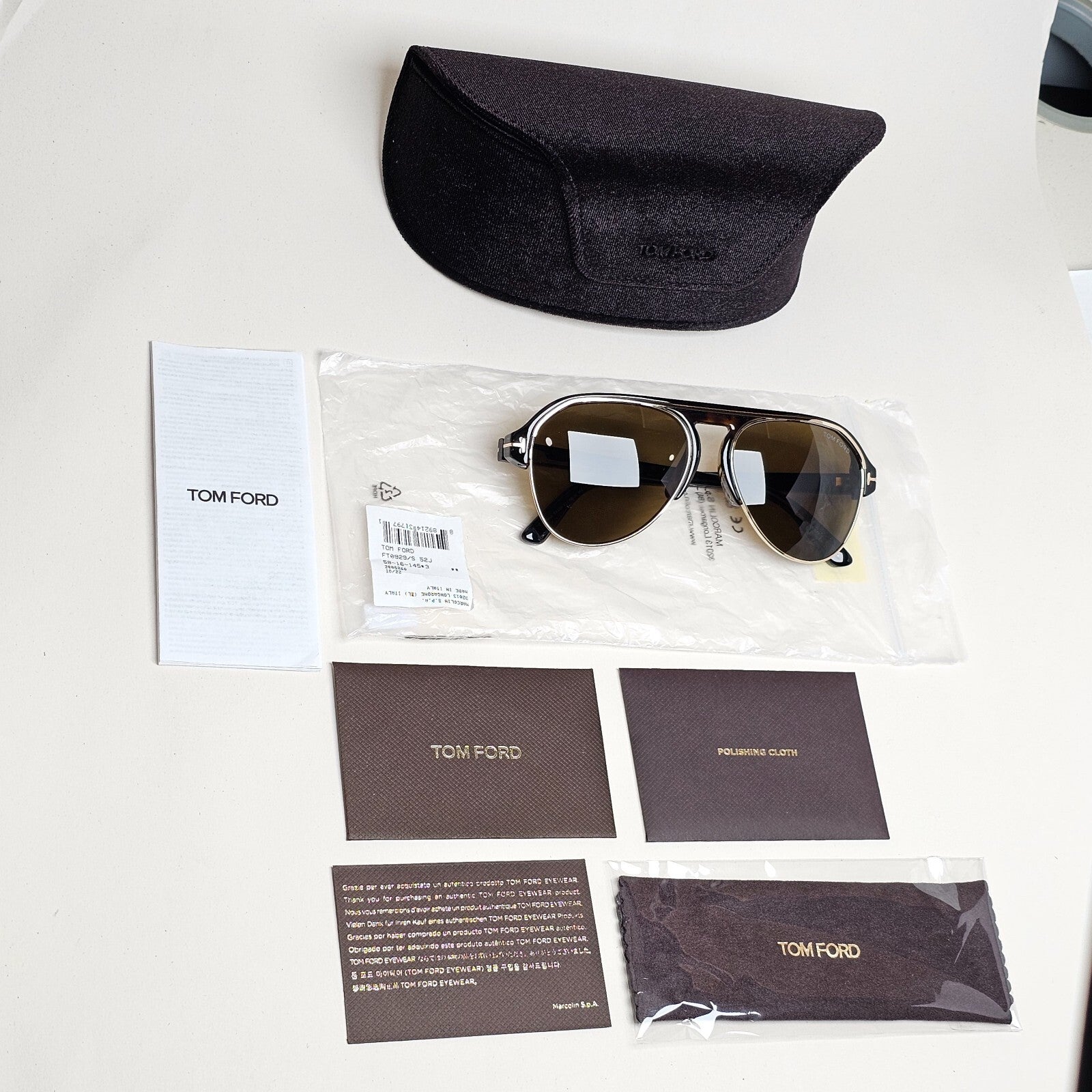 Tom Ford Sunglasses Marshall Brown Tortoise Gold Pilot FT0929 TF 929 52J 58mm