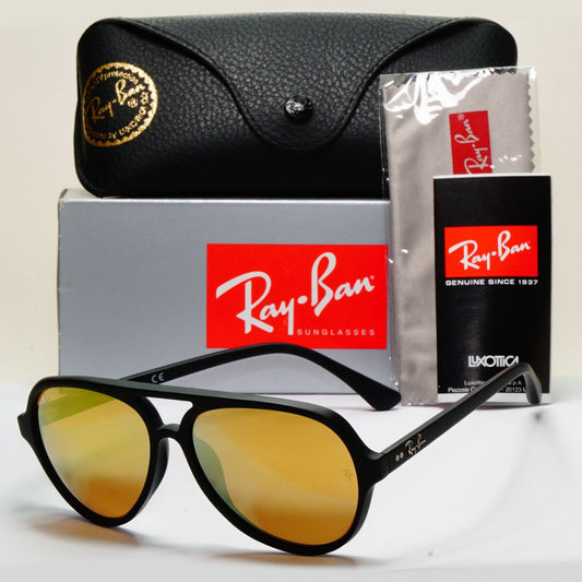 Ray-Ban Sunglasses 2010 Vintage CATS 5000 Rare Black Gold RB 4125-F 901S/93