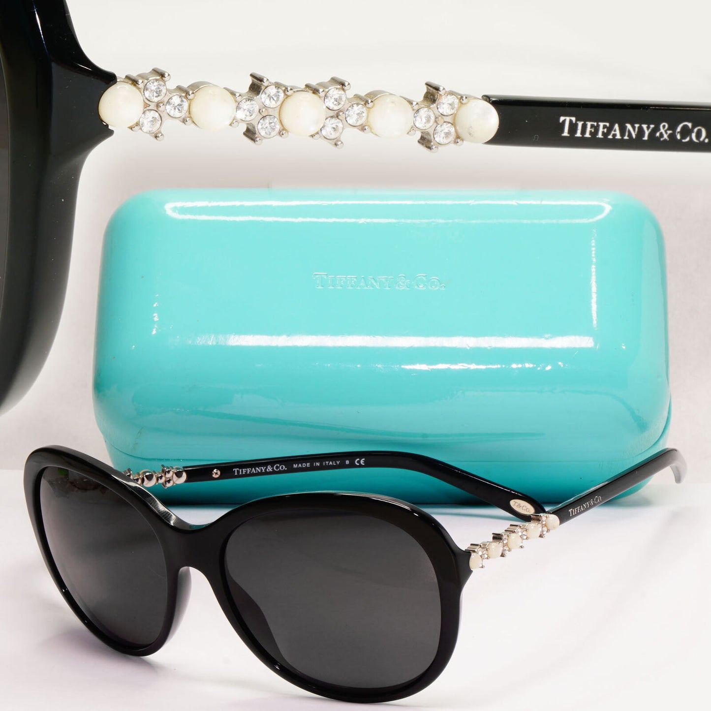 Tiffany & Co Sunglasses Black Pearl Crystal Silver TF 4104-H-B 8001/9S 050124
