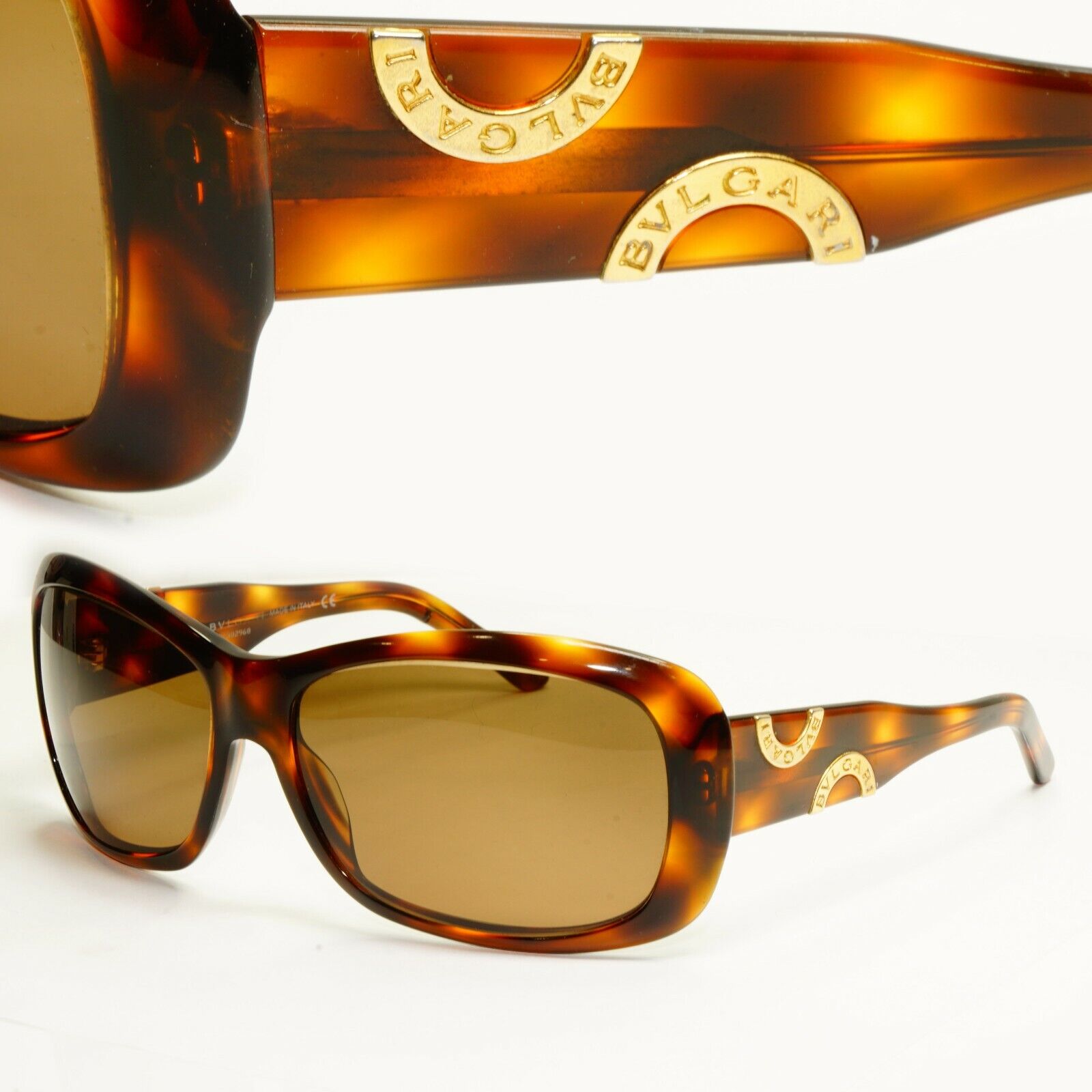 BVLGARI Sunglasses 2002 Vintage Brown Tortoise Square Gold 846 502/73 290122
