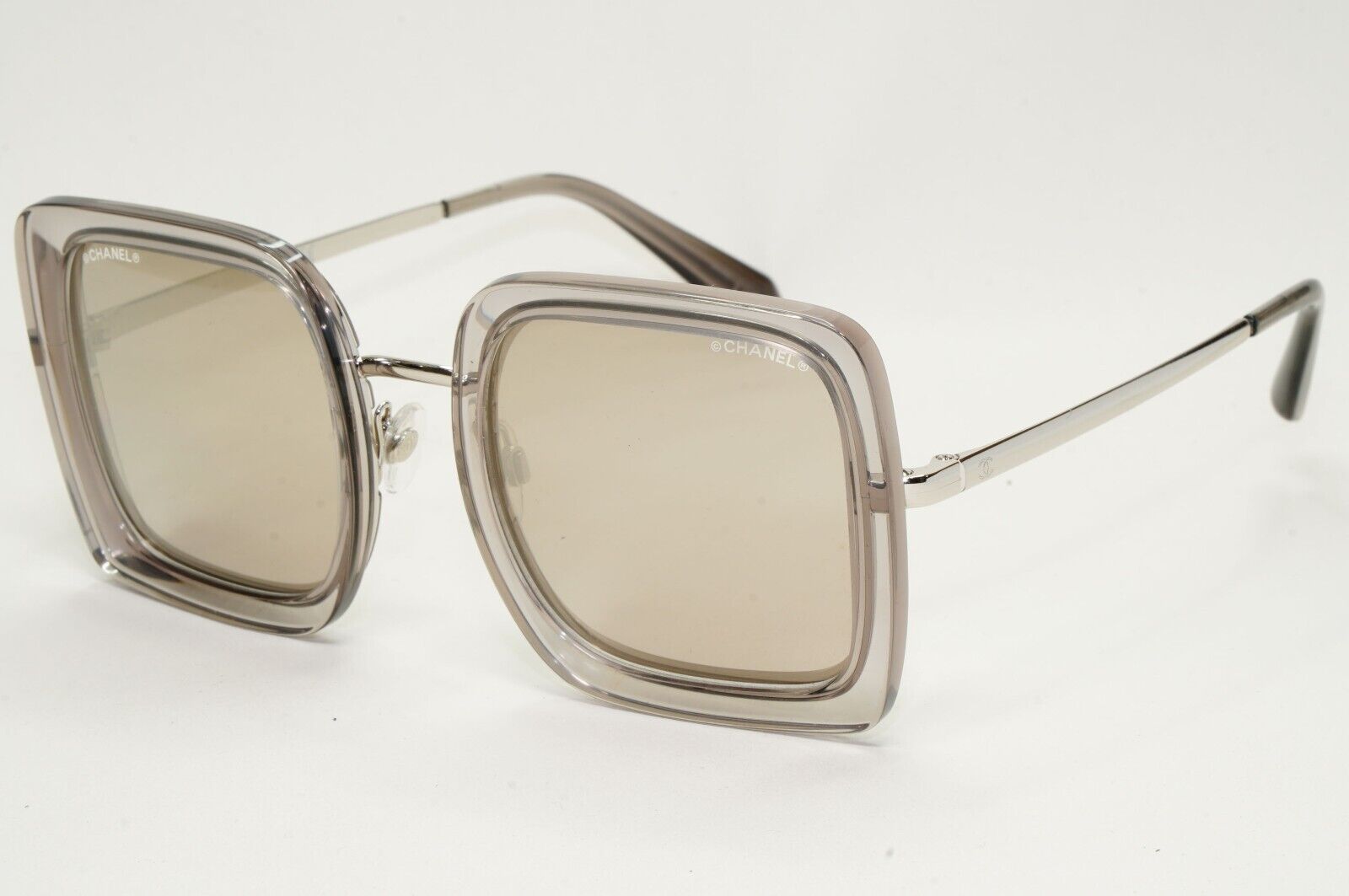 Chanel Sunglasses Square Silver Mirror Transparent Frame 4240 c.906/T7 50mm