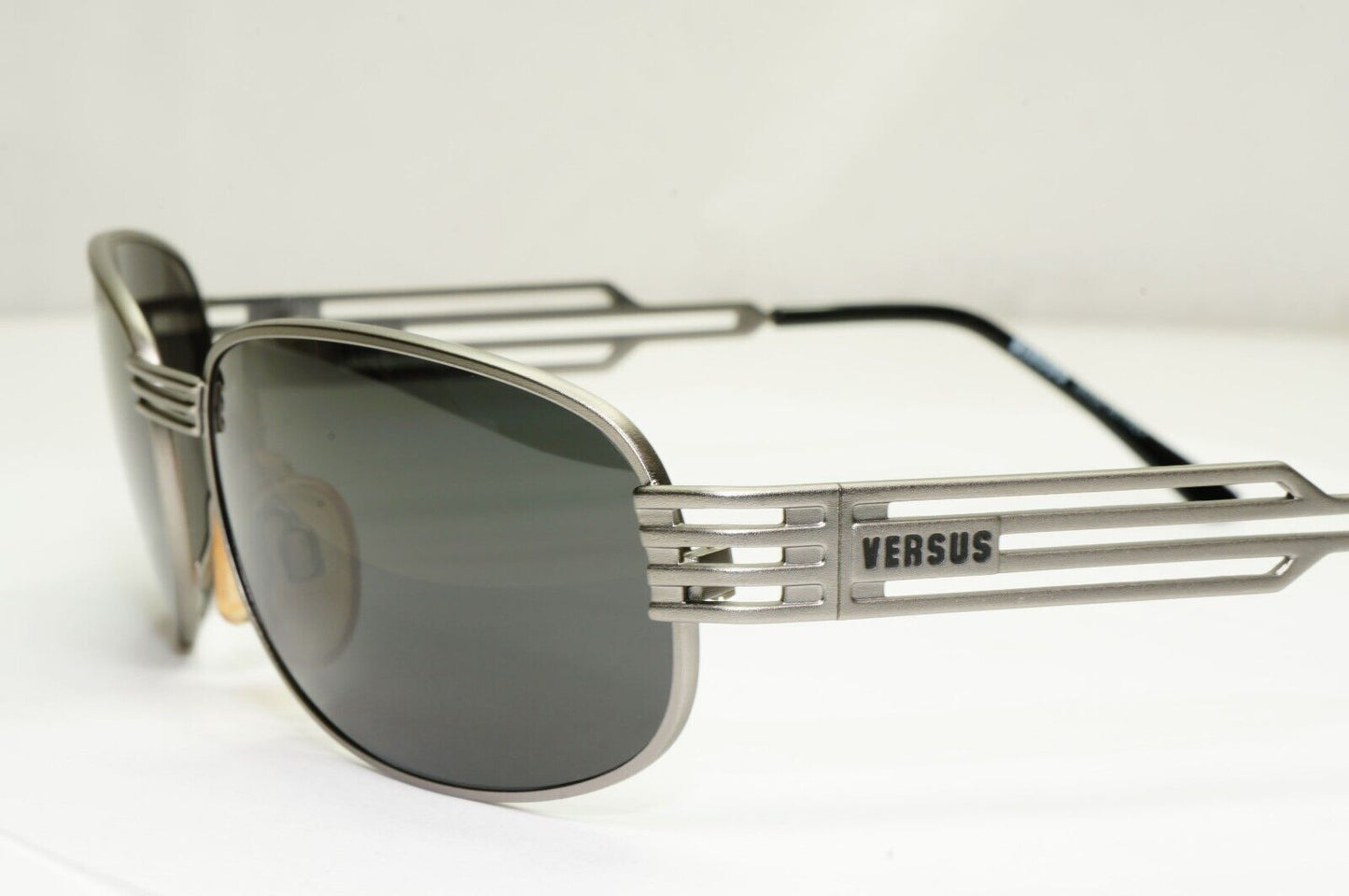 Versus 1996 by Gianni Versace Vintage Silver Black Sunglasses MOD F36 COL 77M