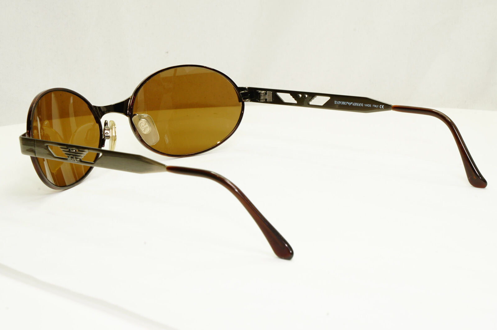 Emporio Armani 1997 Vintage Sunglasses Mens Brown Brushed Silver Eagle 052-S 973