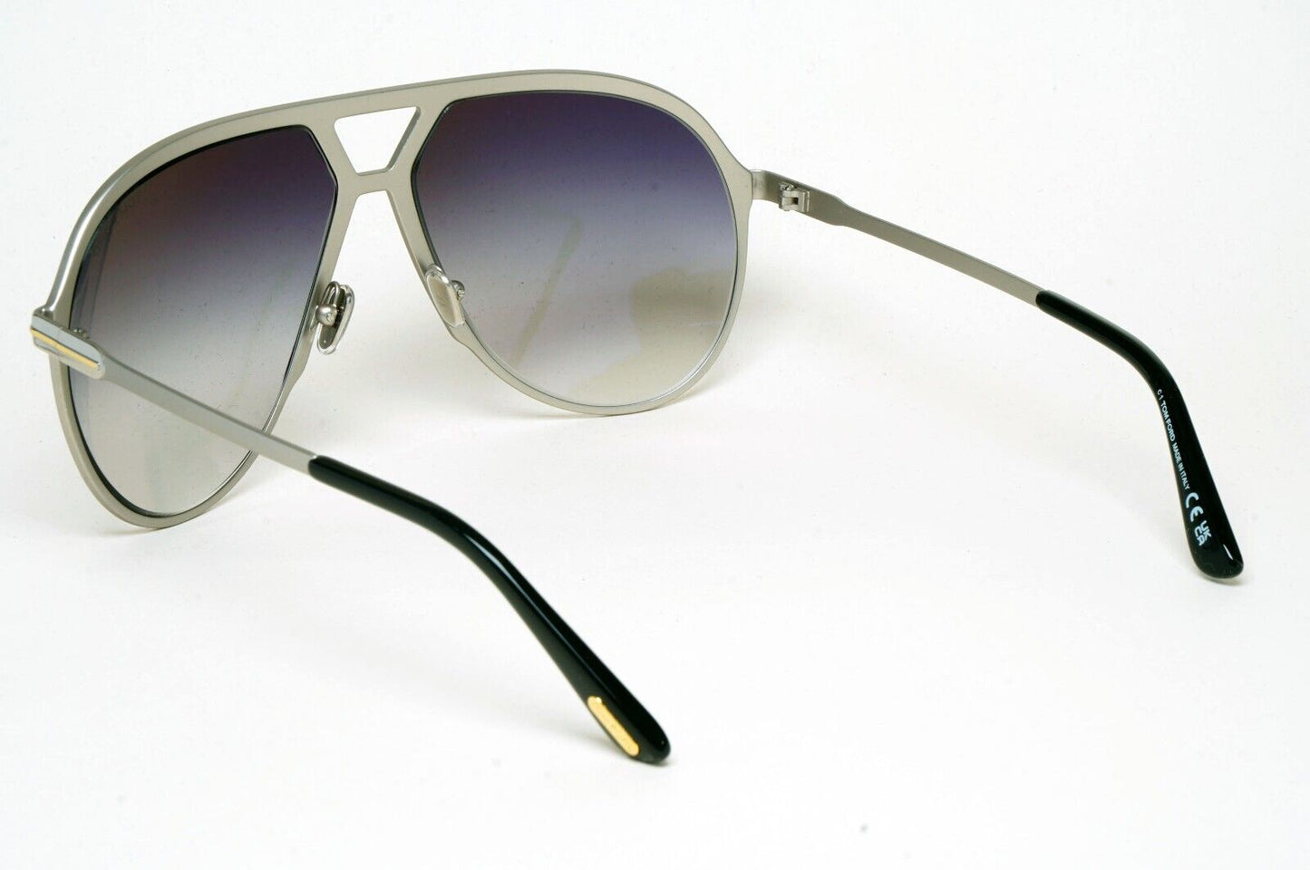 Tom Ford Sunglasses Xavier Silver Grey Gradient Large Pilot Metal TF 1060 16B