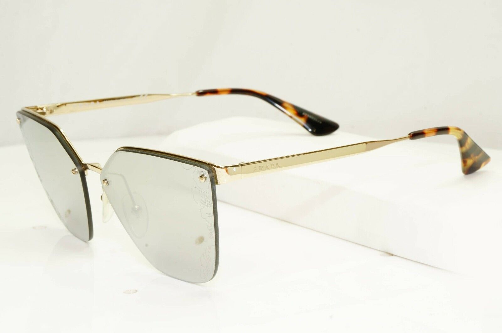 Authentic PRADA Womens Gold Silver Sunglasses Cinema Floral SPR 68T ZVN-121
