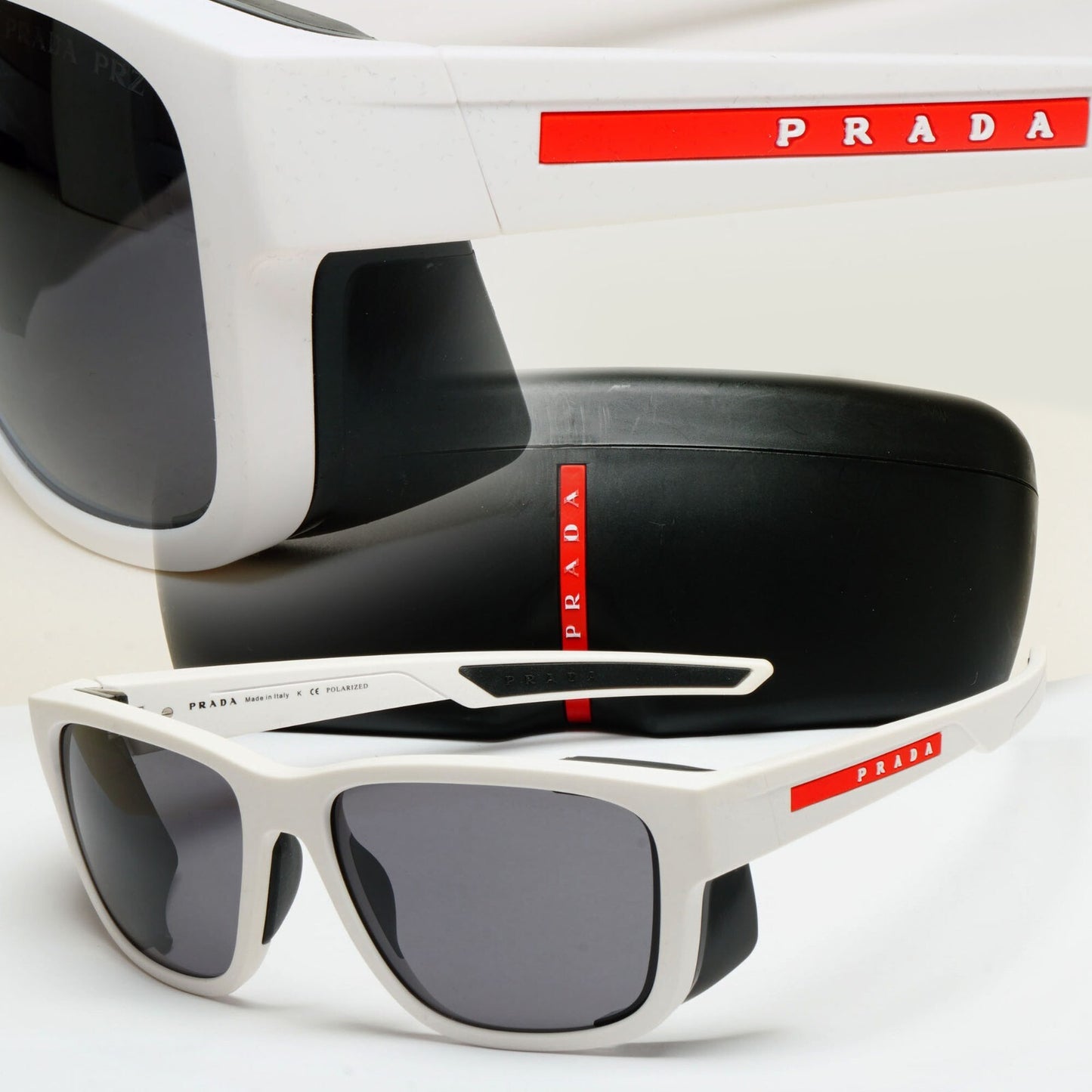 Prada Sunglasses Polarized White Wrap Side Shields PS07WS SPS 07W TWK-02G 200225