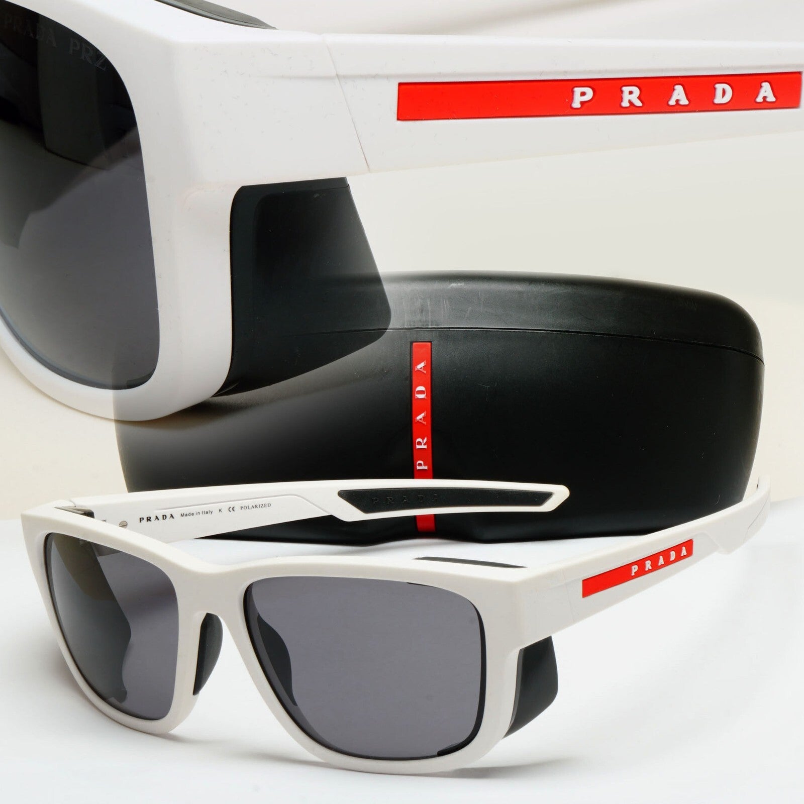 Prada Sunglasses Polarized White Wrap Side Shields PS07WS SPS 07W TWK-02G 200225
