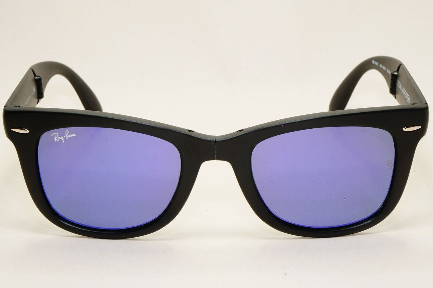 Ray-Ban Sunglasses Folding Wayfarer Black Matte Purple Mirror RB 4105 601-S/1M