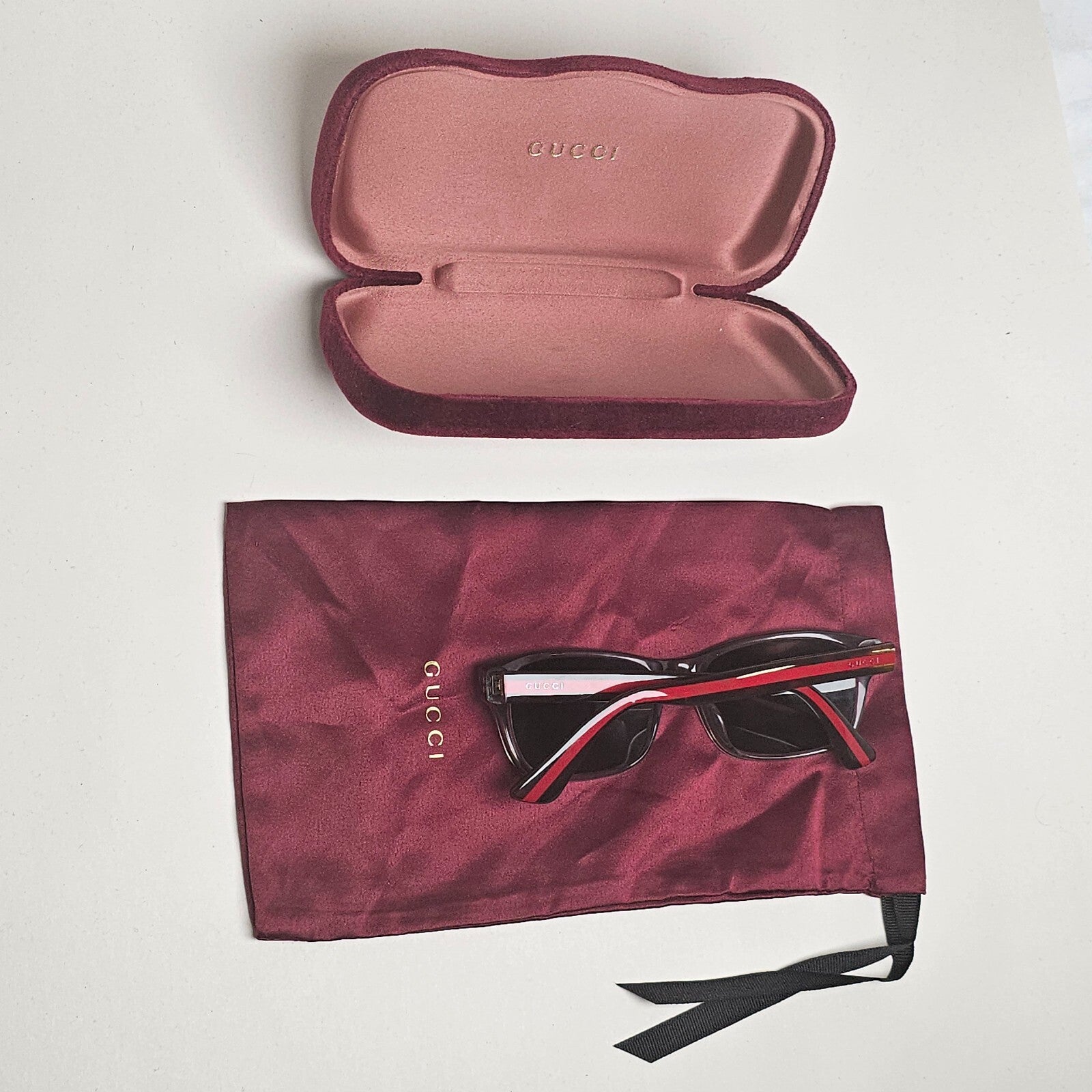 Gucci Sunglasses 2017 Grey Black Brown Red Square GG0006O 008 55mm 100325