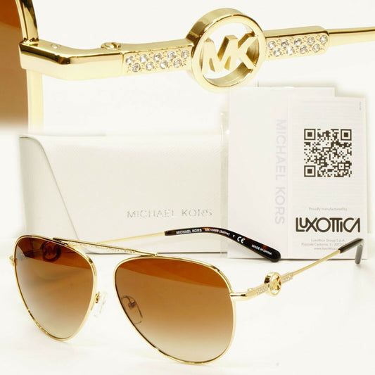 Michael Kors Sunglasses Pilot Gold Brown Gradient MK 1066-B Salina 1001/13