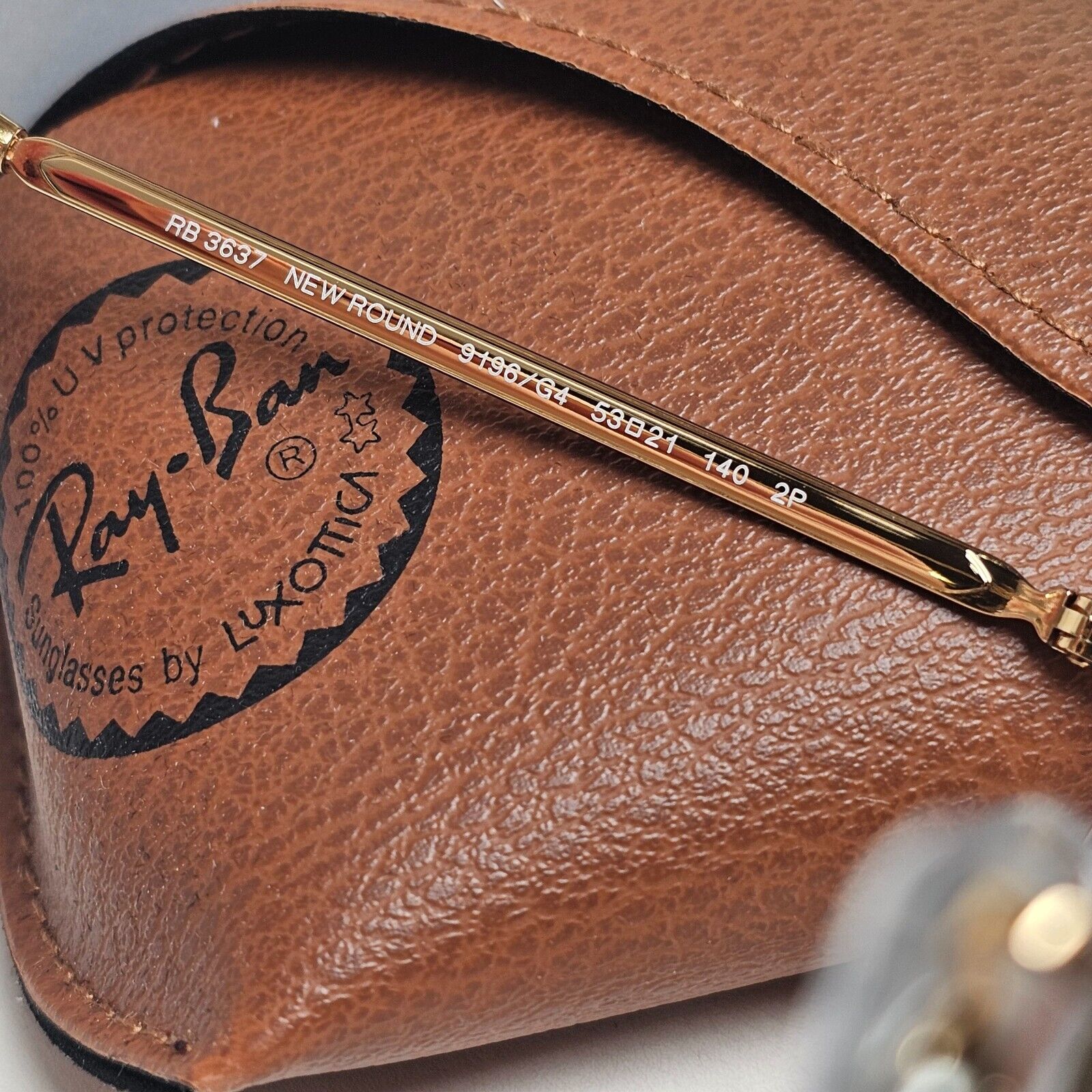 Ray-Ban Sunglasses Polarized New Round Chromance Gold RB 3637 9196/G4 53mm