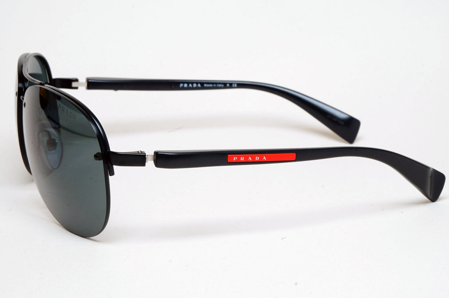 Prada Sunglasses Rimless Pilot Black Grey PS56MS SPS 56M 1BO-1A1 62mm