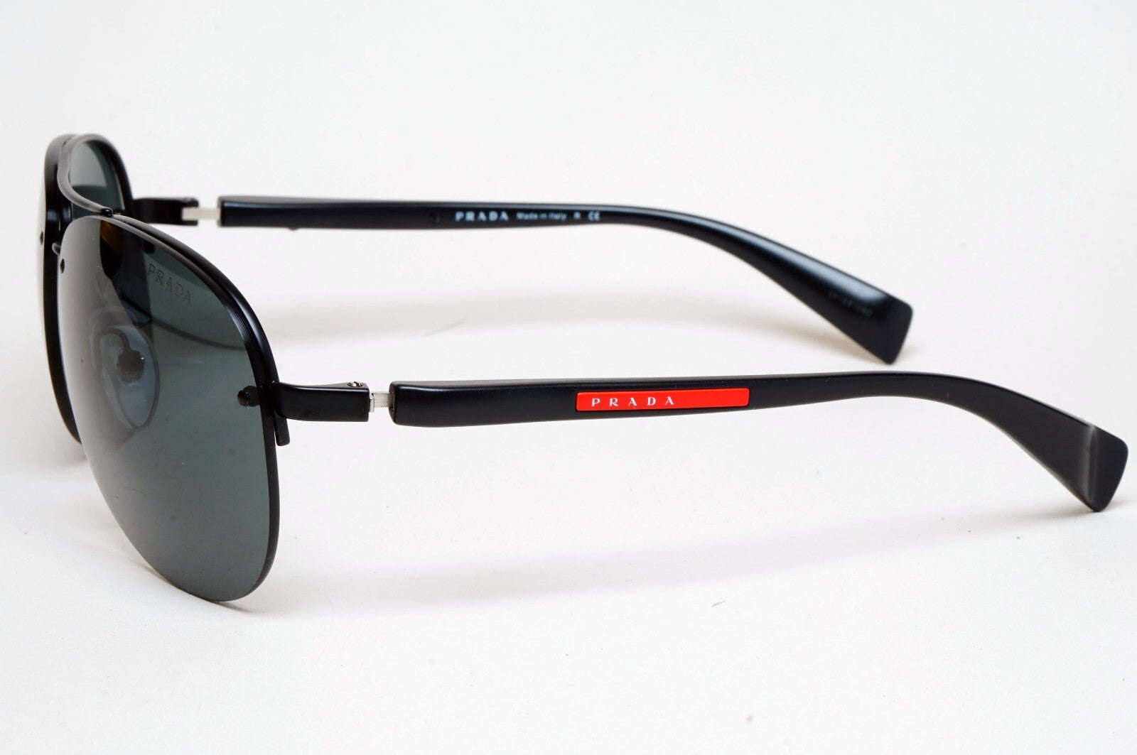 Prada Sunglasses Rimless Pilot Black Grey PS56MS SPS 56M 1BO-1A1 62mm