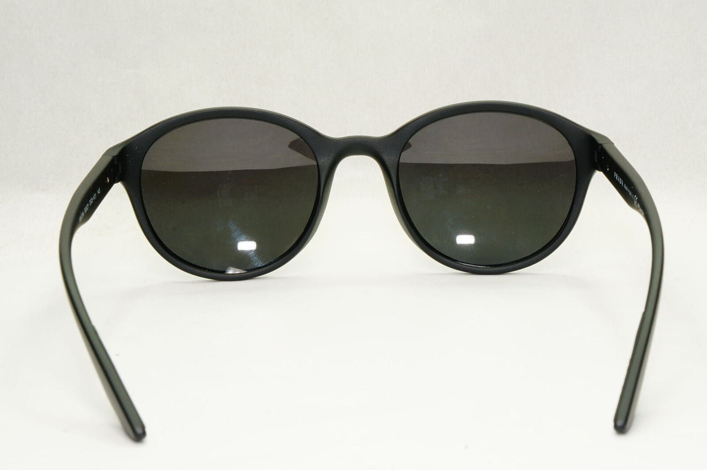 Prada Sunglasses Black Round Matte Rubber Red Stripe PS01NV VPS 01N DG0-1O1 50mm