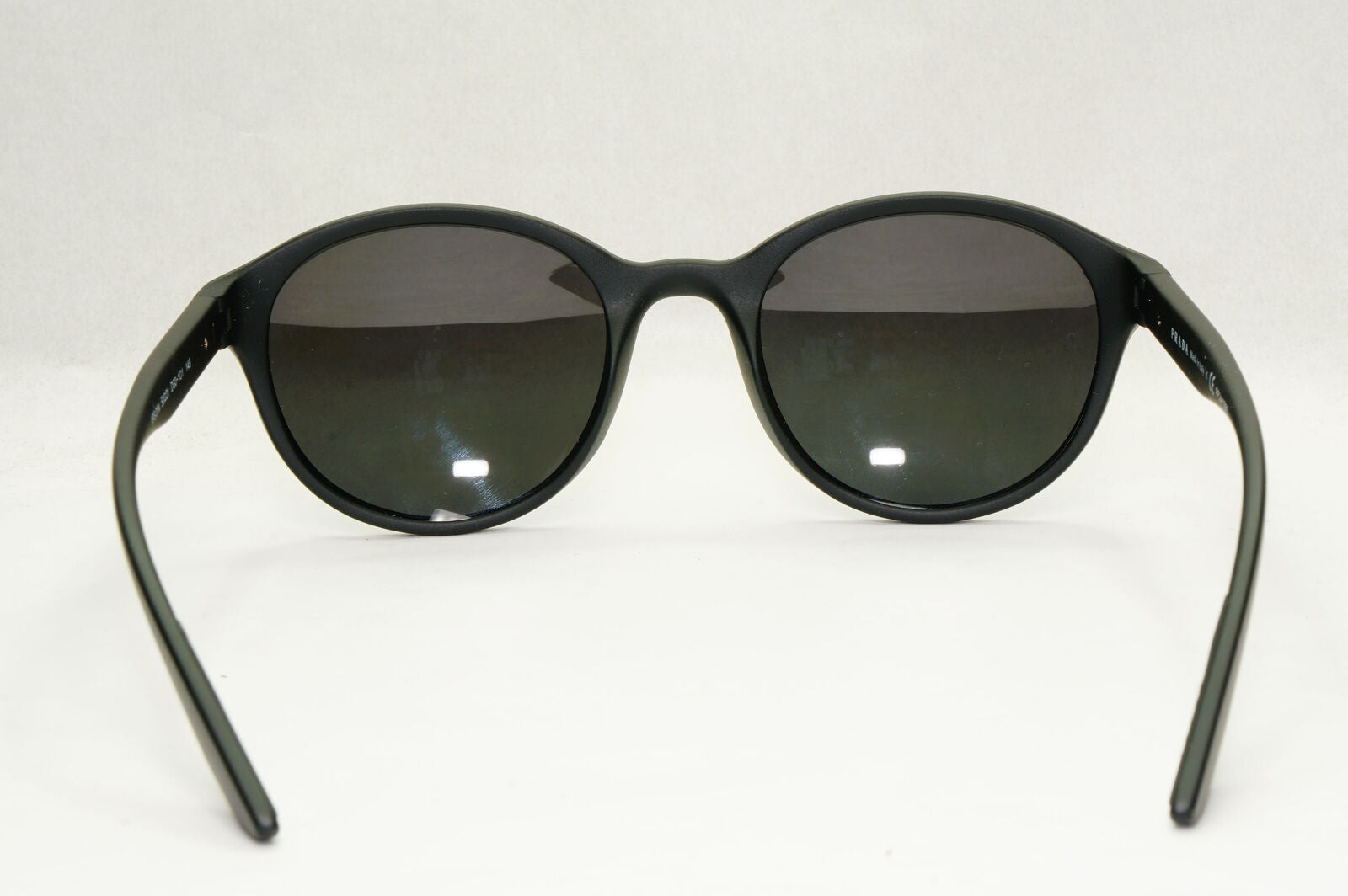 Prada Sunglasses Black Round Matte Rubber Red Stripe PS01NV VPS 01N DG0-1O1 50mm