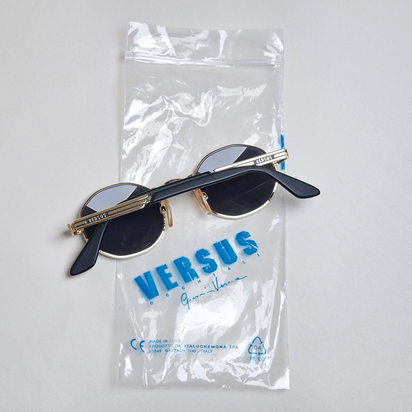 Versus Sunglasses 1996 by Gianni Versace Vintage Gold Hexagon MOD F09 COL 39M