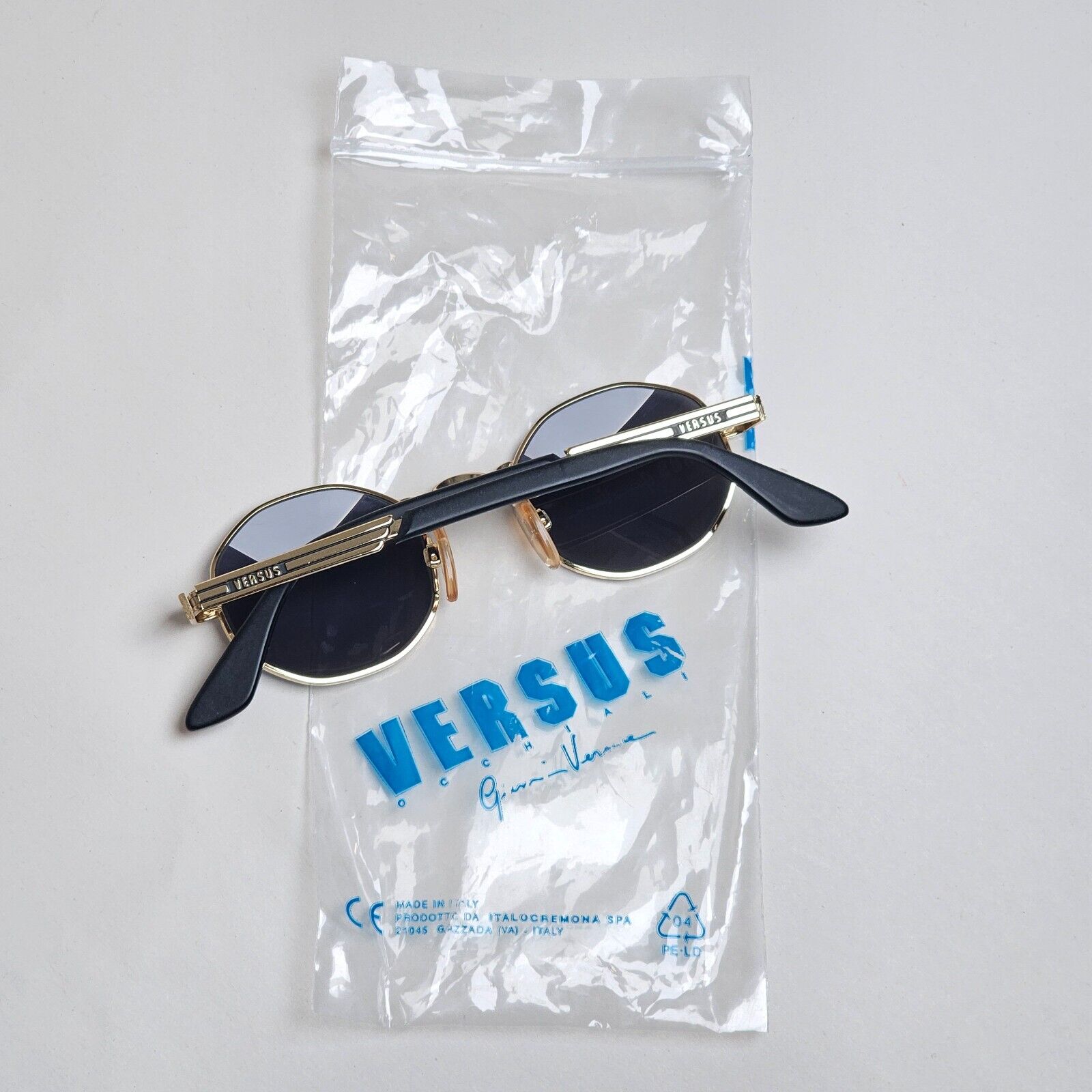 Versus Sunglasses 1996 by Gianni Versace Vintage Gold Hexagon MOD F09 COL 39M