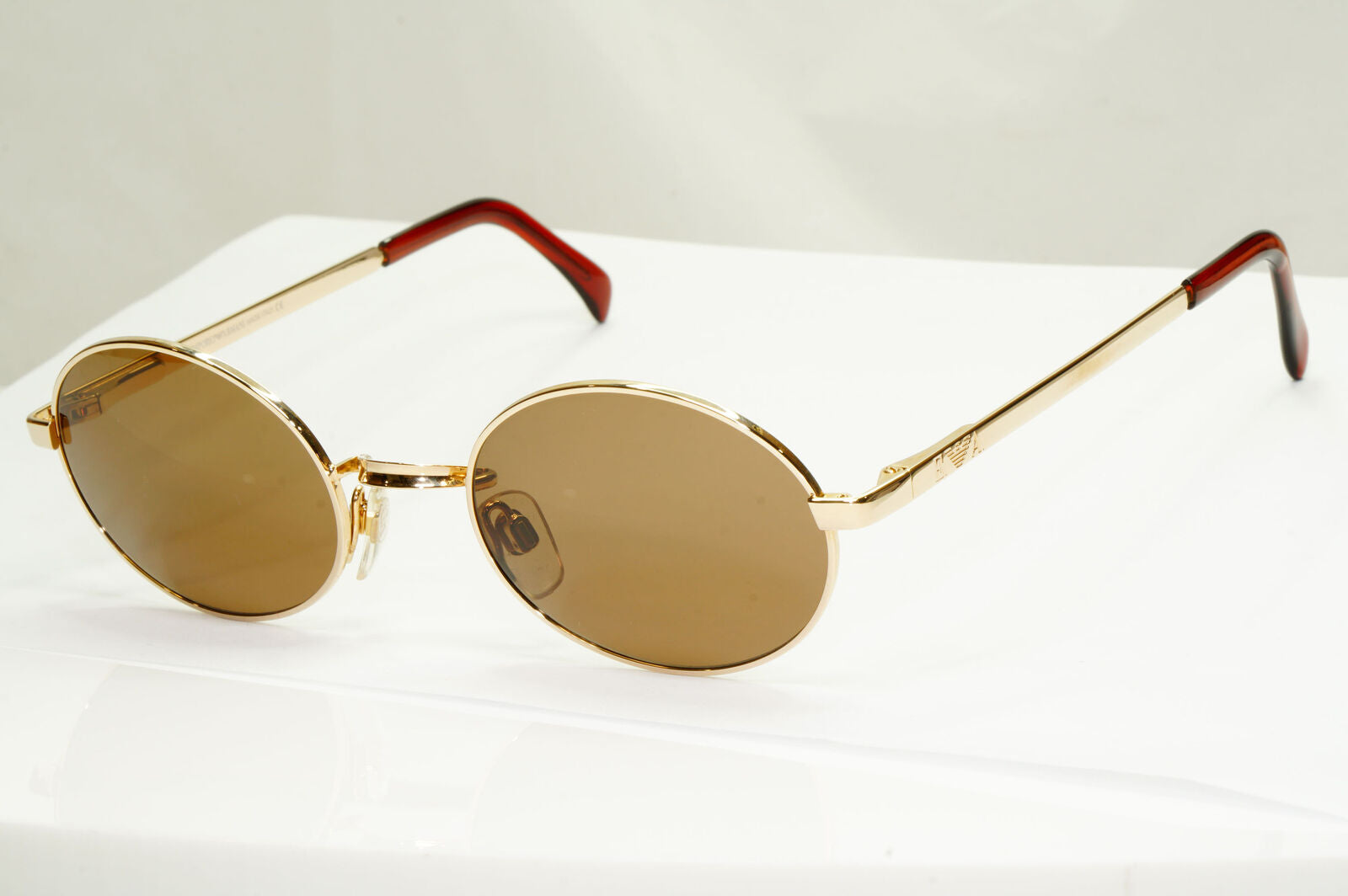 Emporio Armani Sunglasses 1997 Vintage Gold Brown Metal Oval 076 743 50mm C