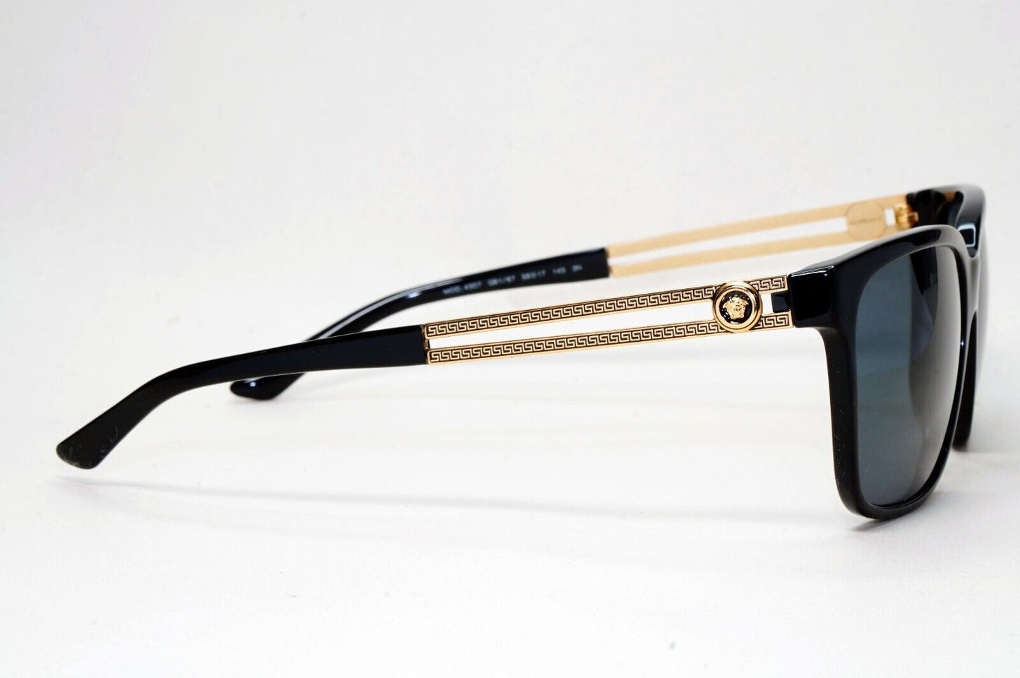 Versace Sunglasses Black Square Gold Medusa Meander MOD VE 4307 GB1/87 58mm