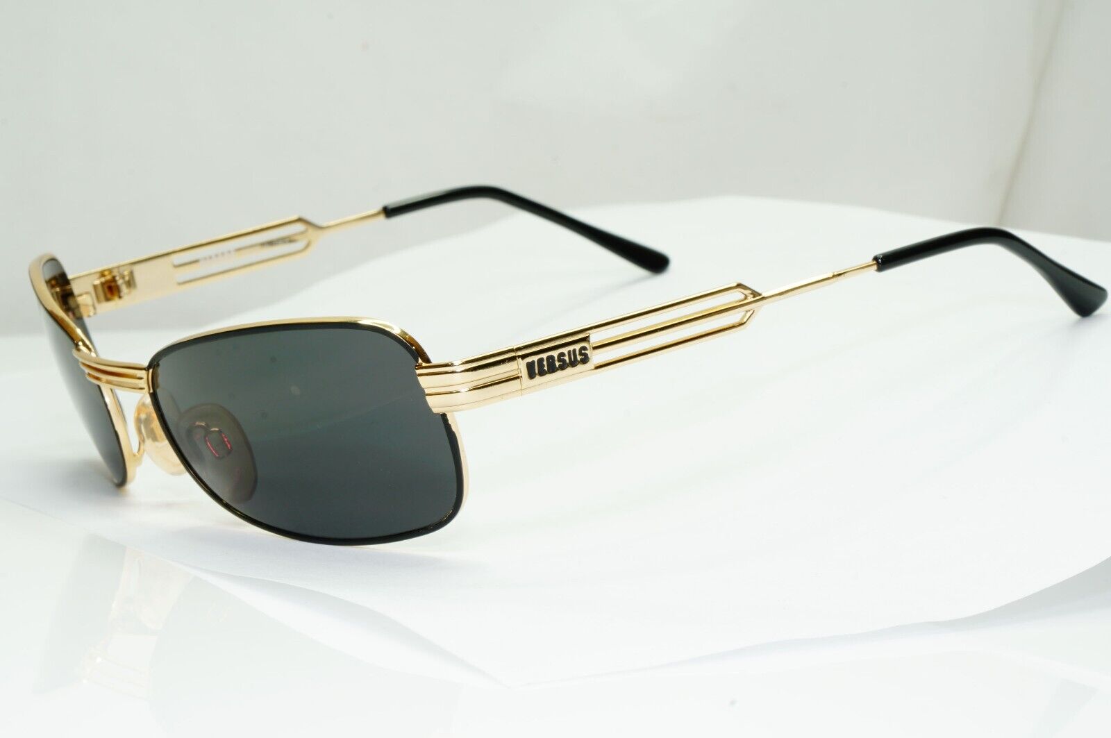 Versus 1996 by Gianni Versace Vintage Gold Black Sunglasses MOD F33 COL 09M