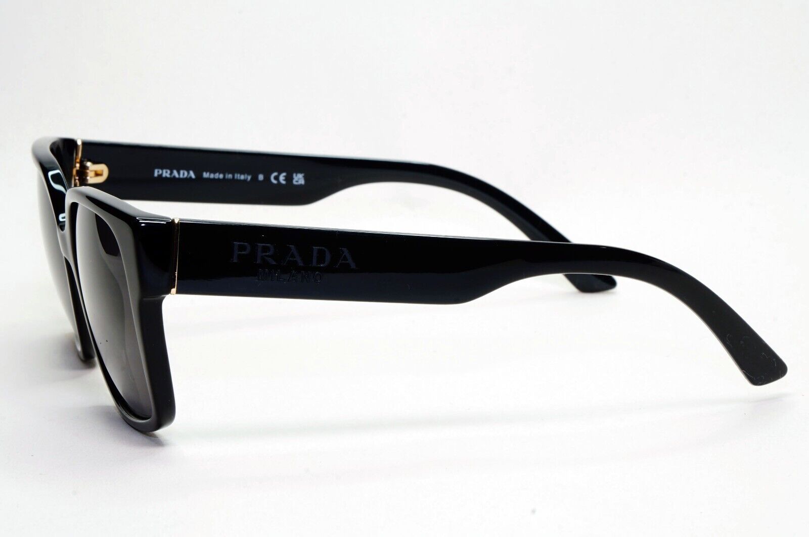 Prada Sunglasses Black Square Glossy Womens PR10WV VPR 10W 1AB-1O1 54mm