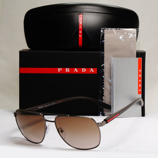Prada Sunglasses Brown Gradient Pilot Gunmetal PS55VS SPS 55V 5AV-1X1 59mm