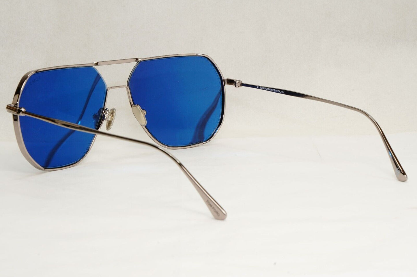 Tom Ford Sunglasses Gilles-02 Silver Dark Blue Metal Pilot TF 852 14V 59mm [A]