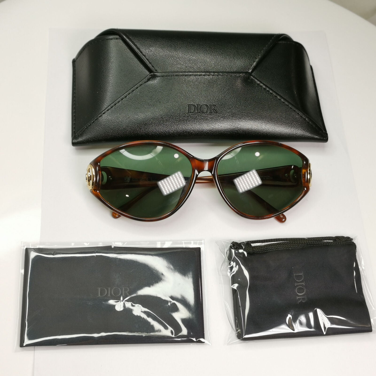Dior 1990s Vintage Sunglasses Gold Green Brown Tortoise Austria 2850 10 261022
