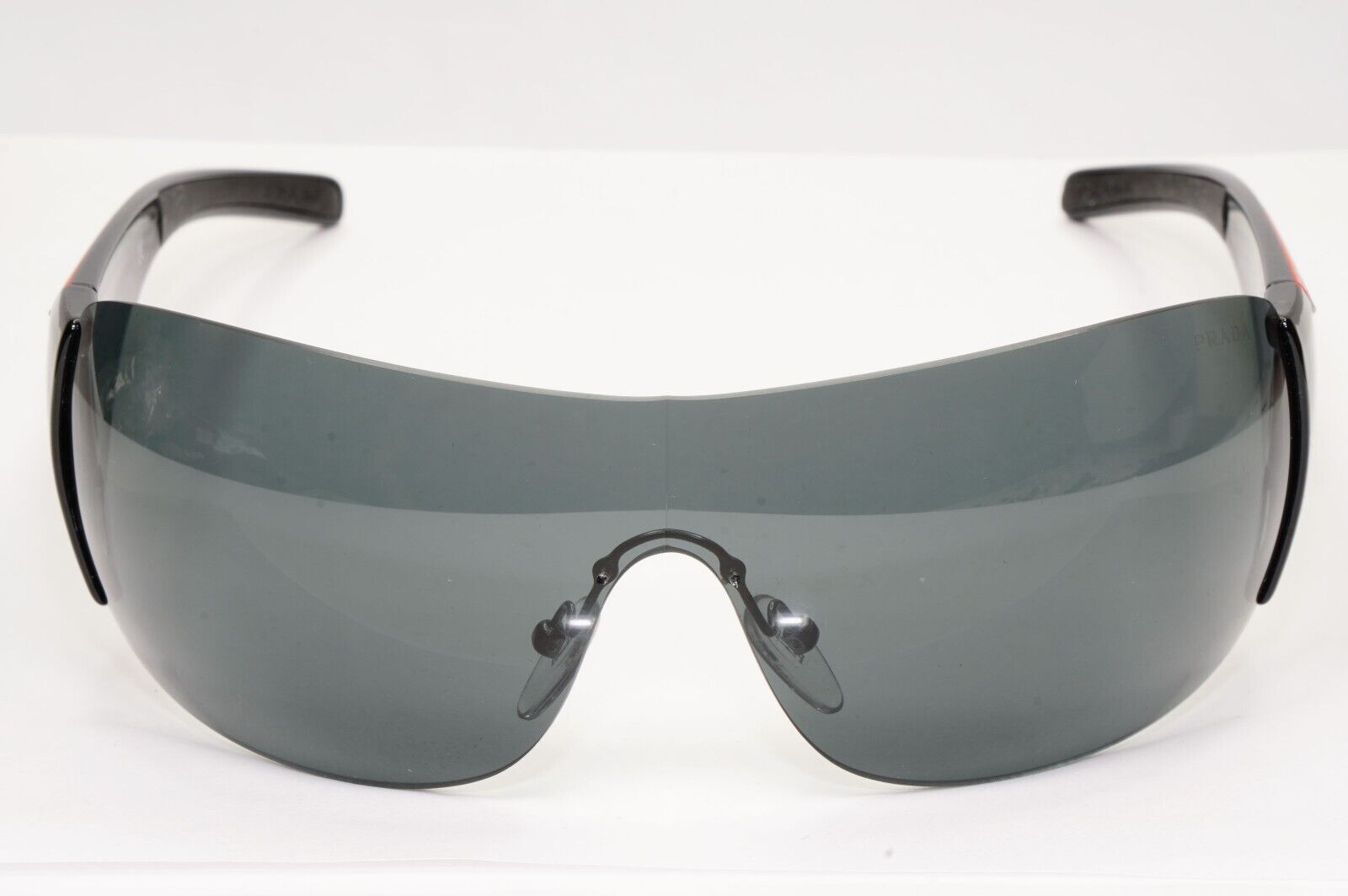Prada Black Sunglasses Shield Visor Glossy Wrap Sport PS02LS SPS 02L 1AB-1A1