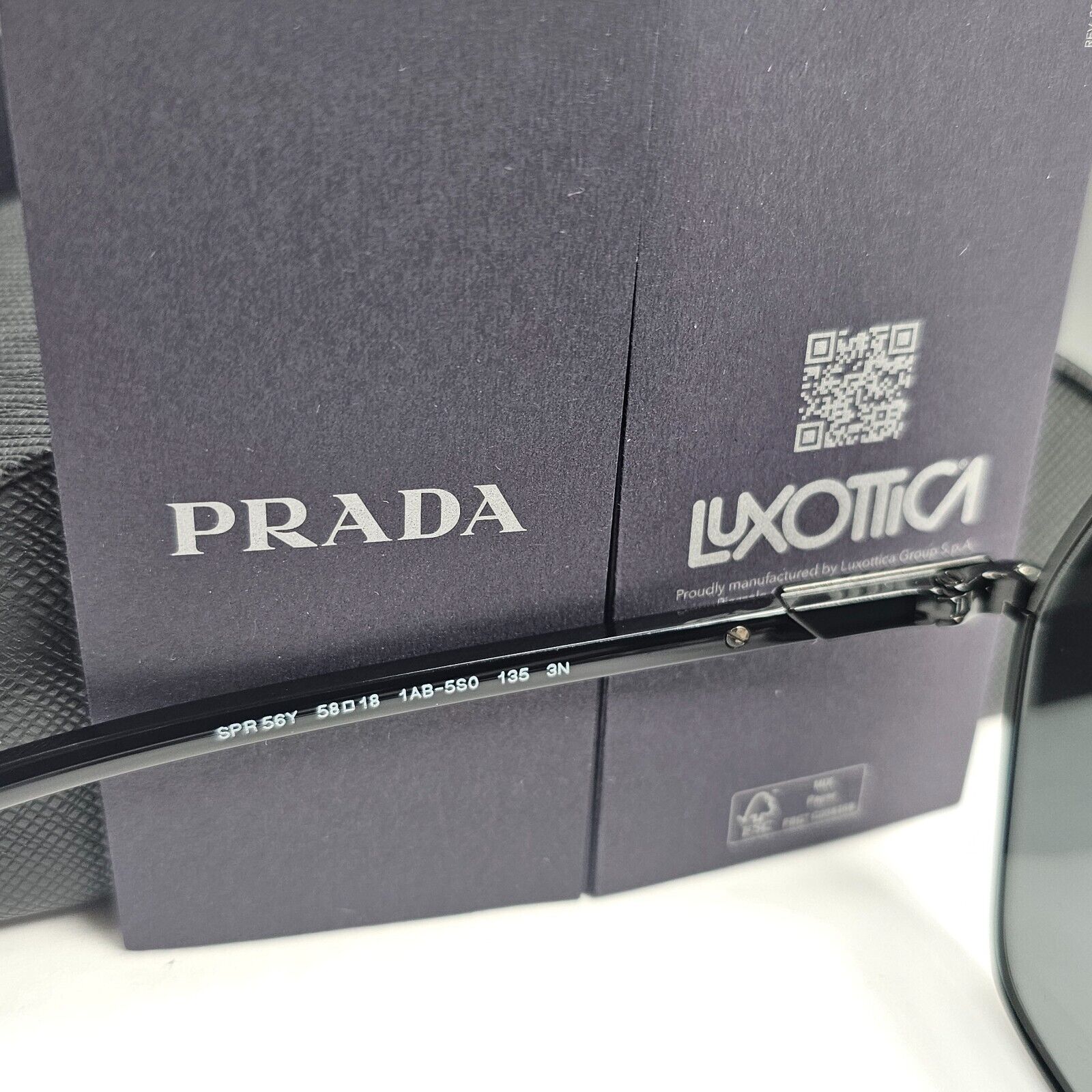 Prada Sunglasses Black Hexagon Angular Square PR56YS SPR 56Y 1AB-5S0 58mm