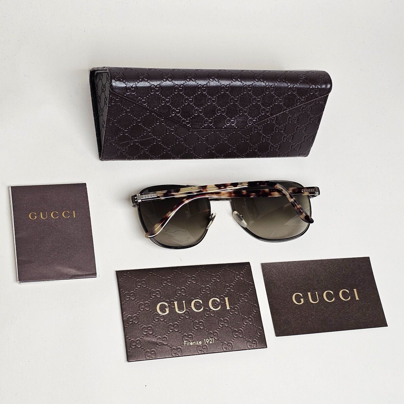Gucci Sunglasses 2011 Vintage Pilot Brown Grey Unisex GG 2220/S W04HA 060125