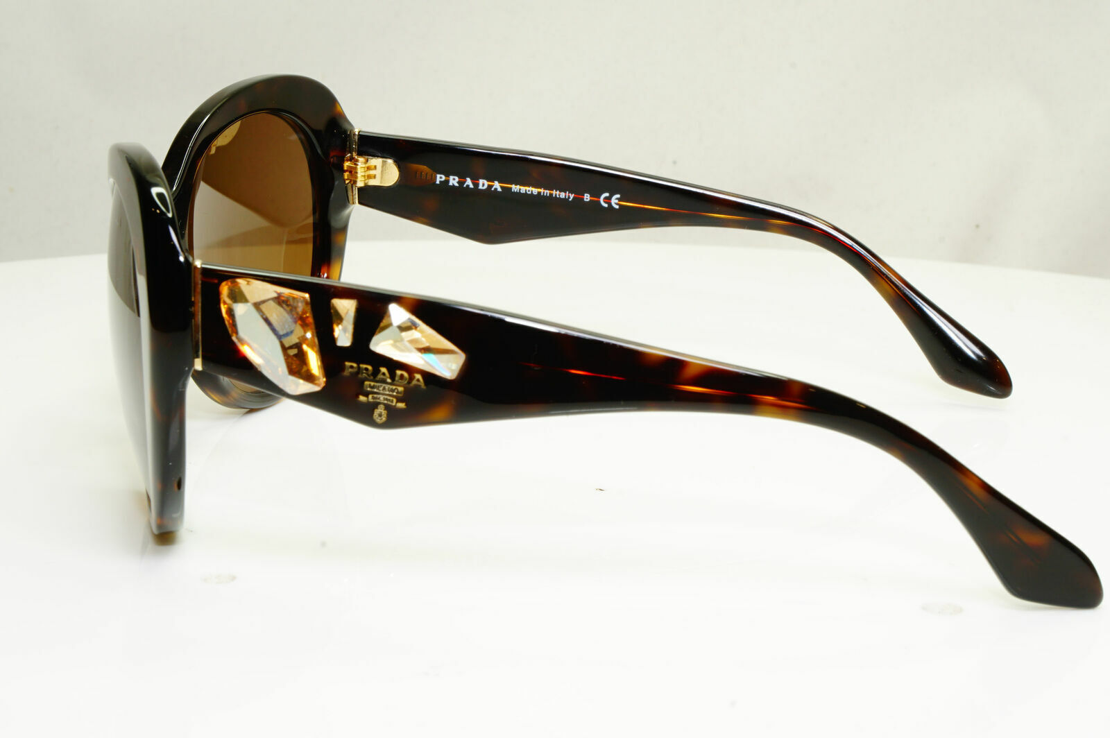 Prada Sunglasses Gem Topaz Brown Tortoise Large Square SPR 26Q 2AU-3DO 30262