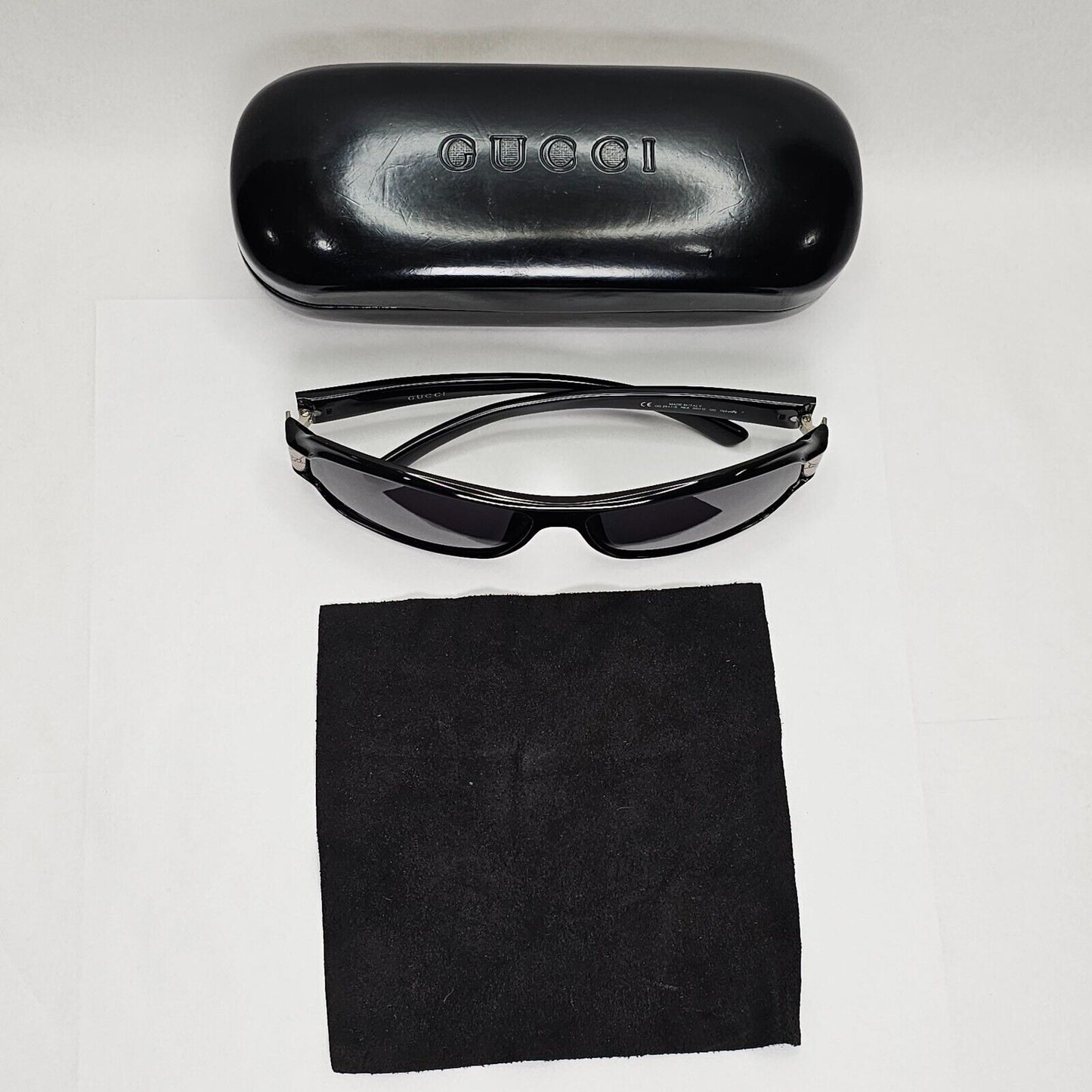 Gucci Sunglasses 1998 Vintage Black Silver Rectangle Unisex GG 2547/S NE8 051223
