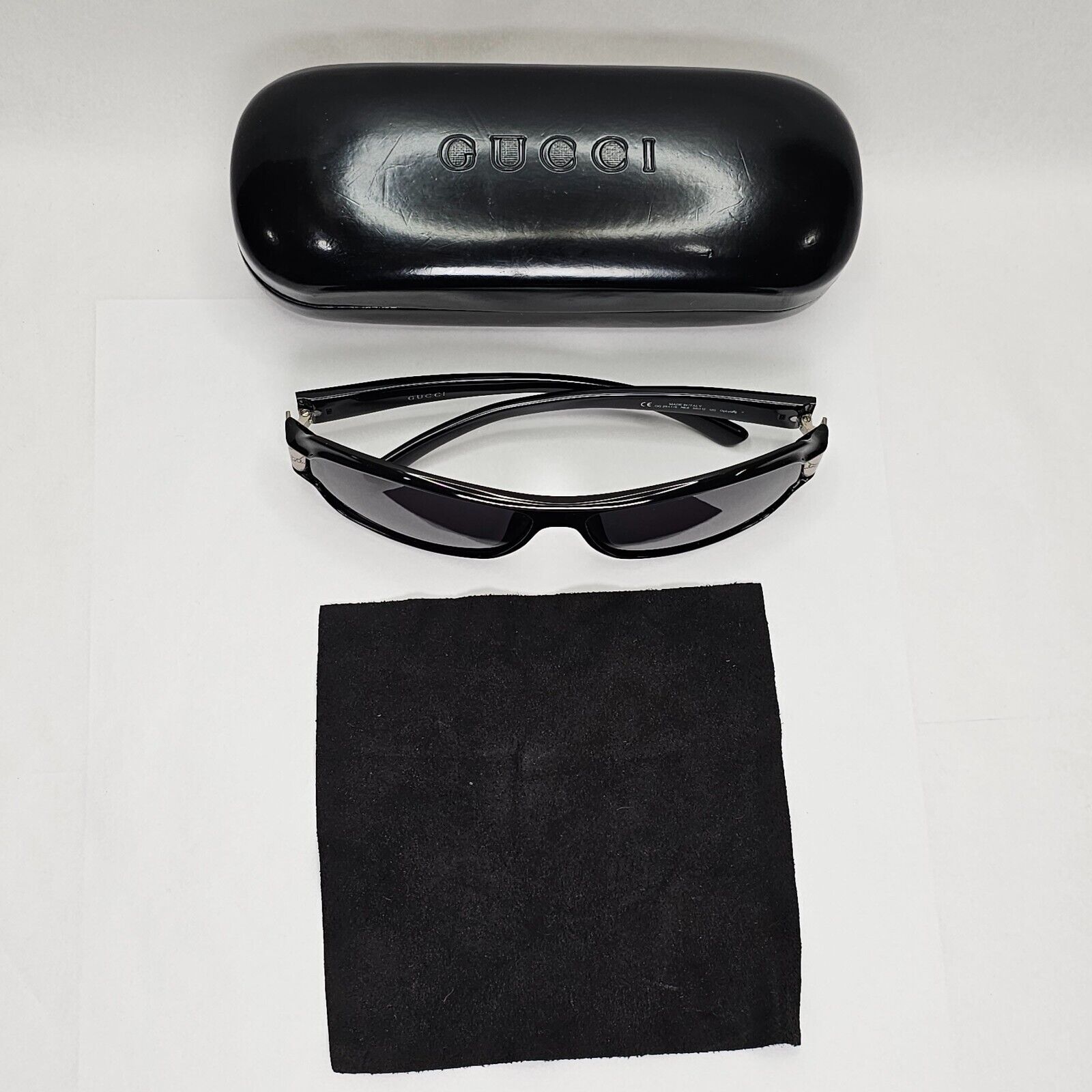 Gucci Sunglasses 1998 Vintage Black Silver Rectangle Unisex GG 2547/S NE8 051223