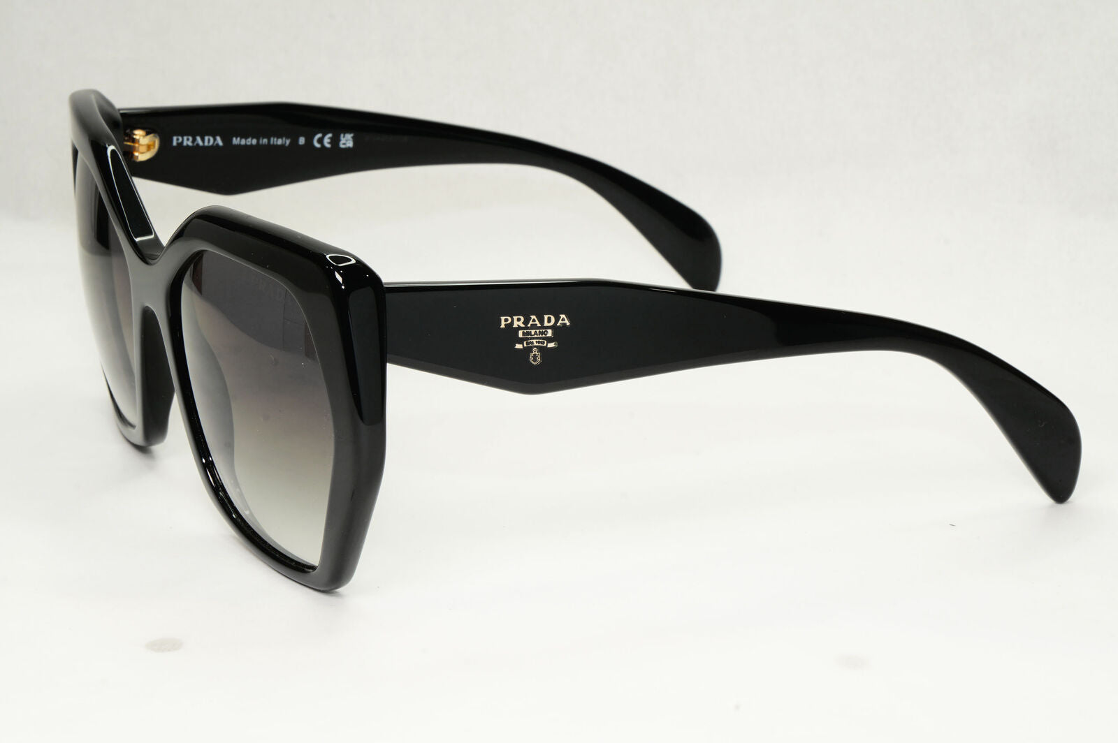 Prada Hexagon Sunglasses Black Grey Gradient Square PR16RS SPR 16R 1AB-0A7