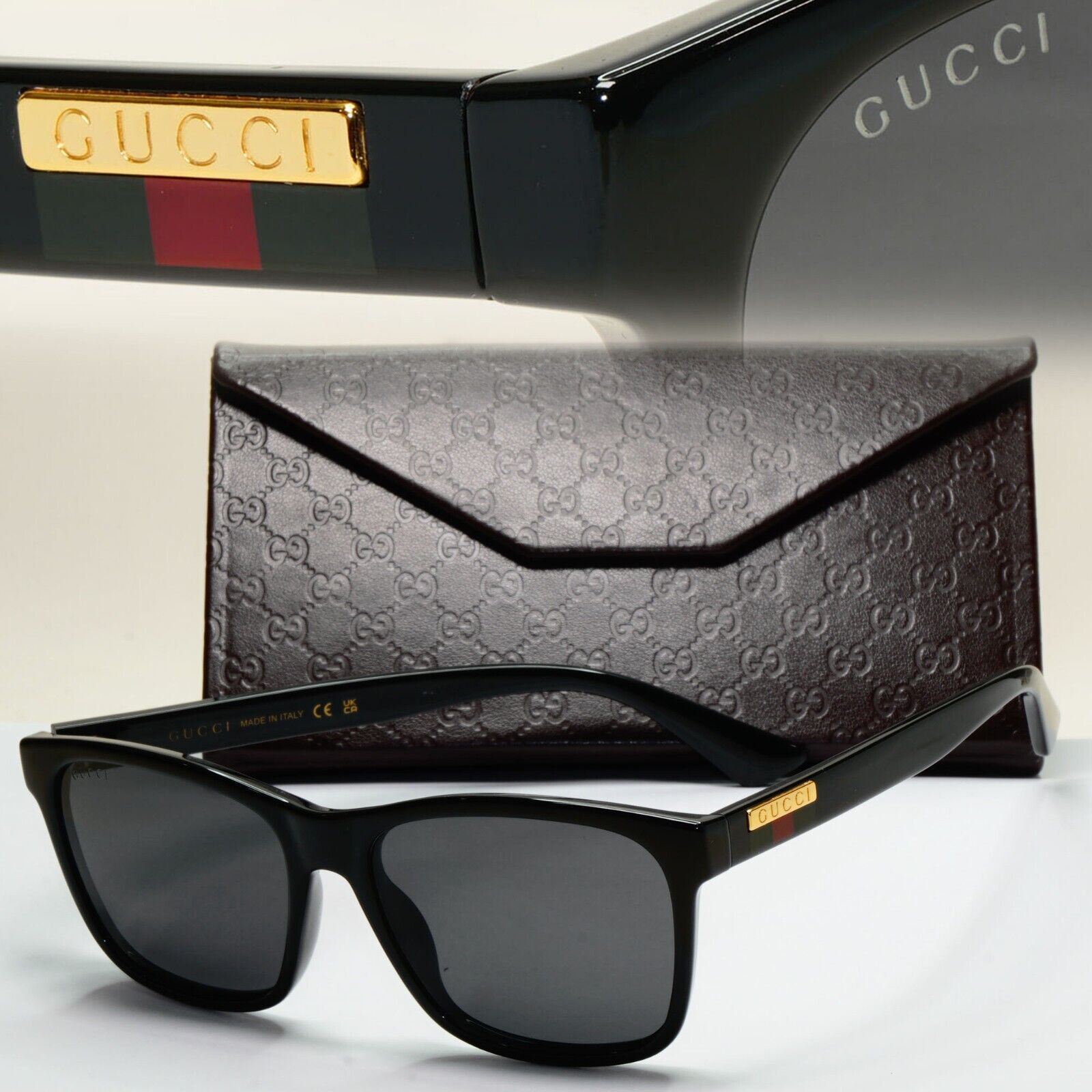 Gucci Sunglasses Black Year 2020 Square Gold Red Green GG 0746S 001 57mm 230924