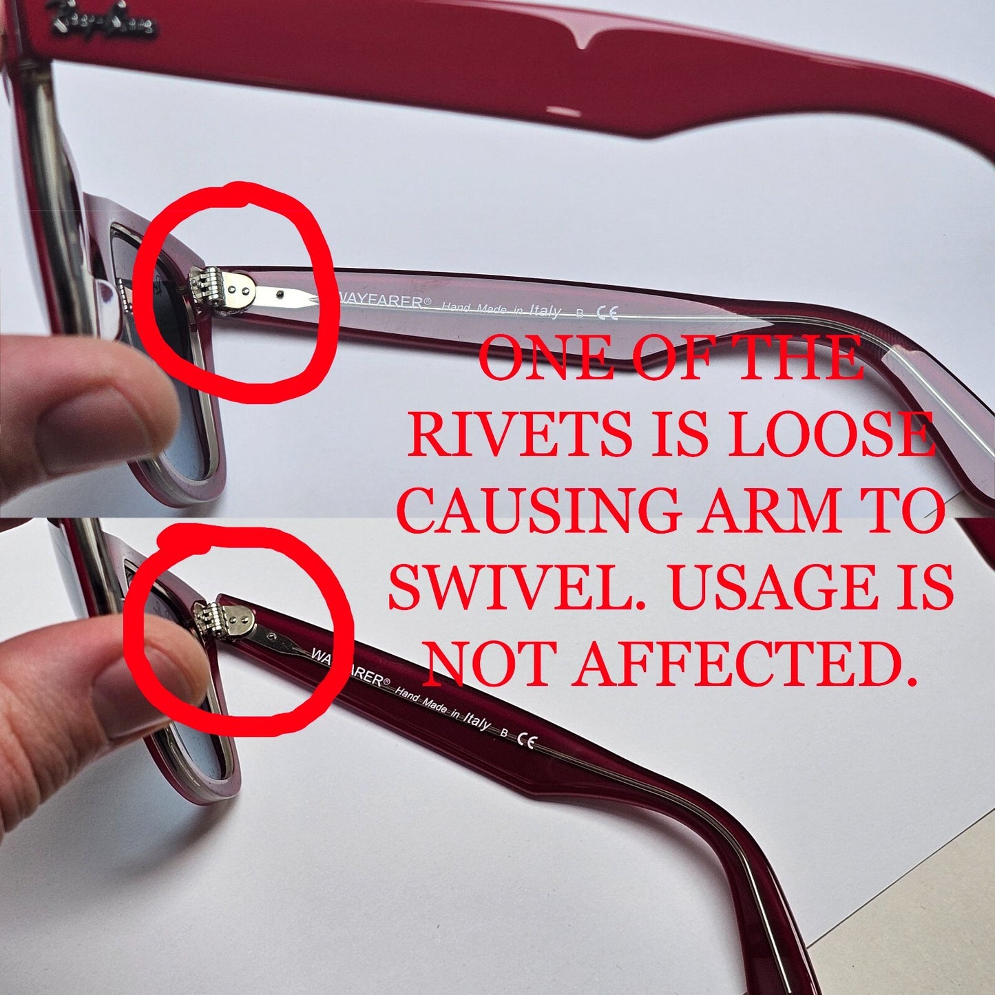 DAMAGED Ray-Ban Sunglasses Wayfarer Red Grey Gradient RB 2140 1296/3M 50mm