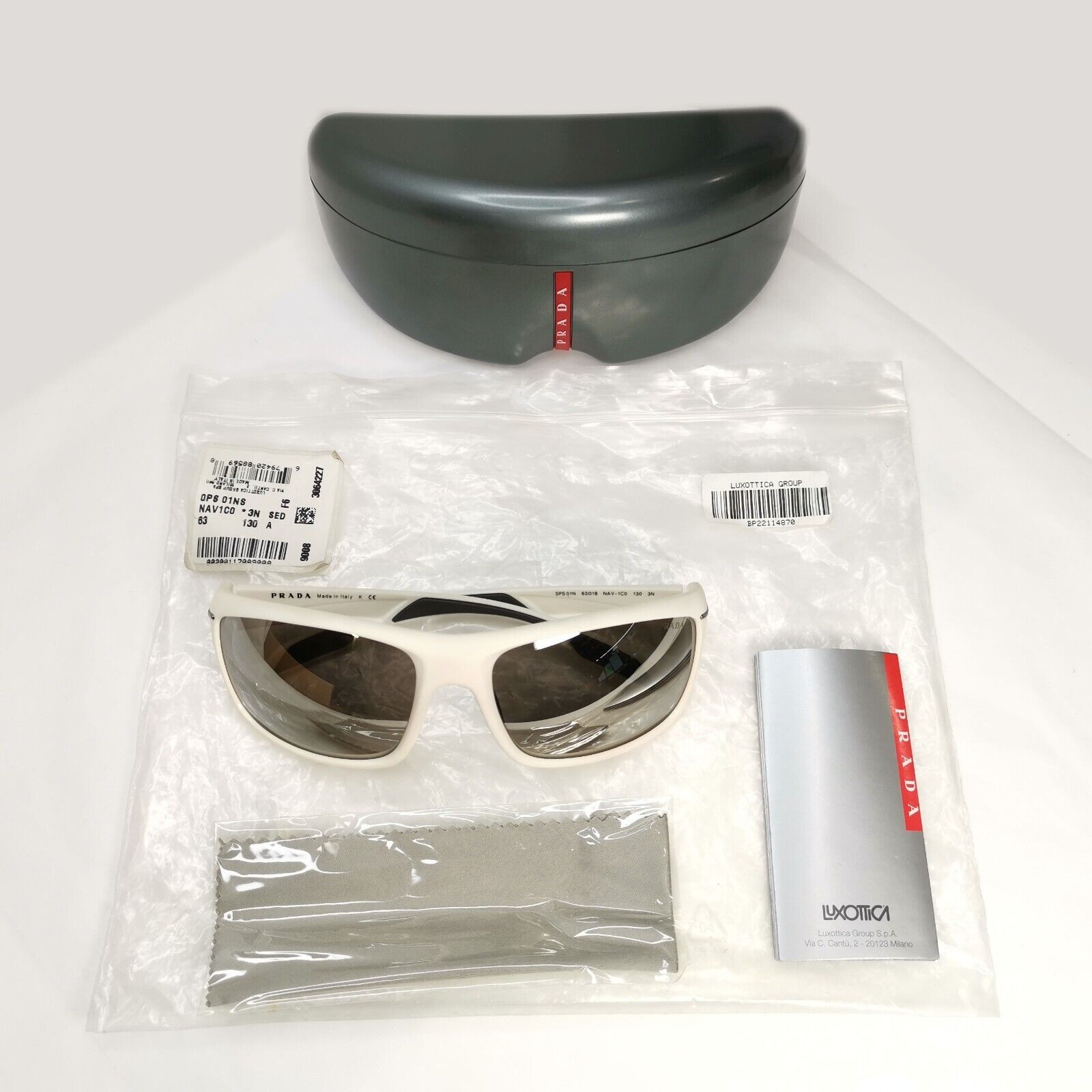 Prada Sunglasses 2012 White Grey Mirrored Silver PS01NS SPS 01N NAV-1C0