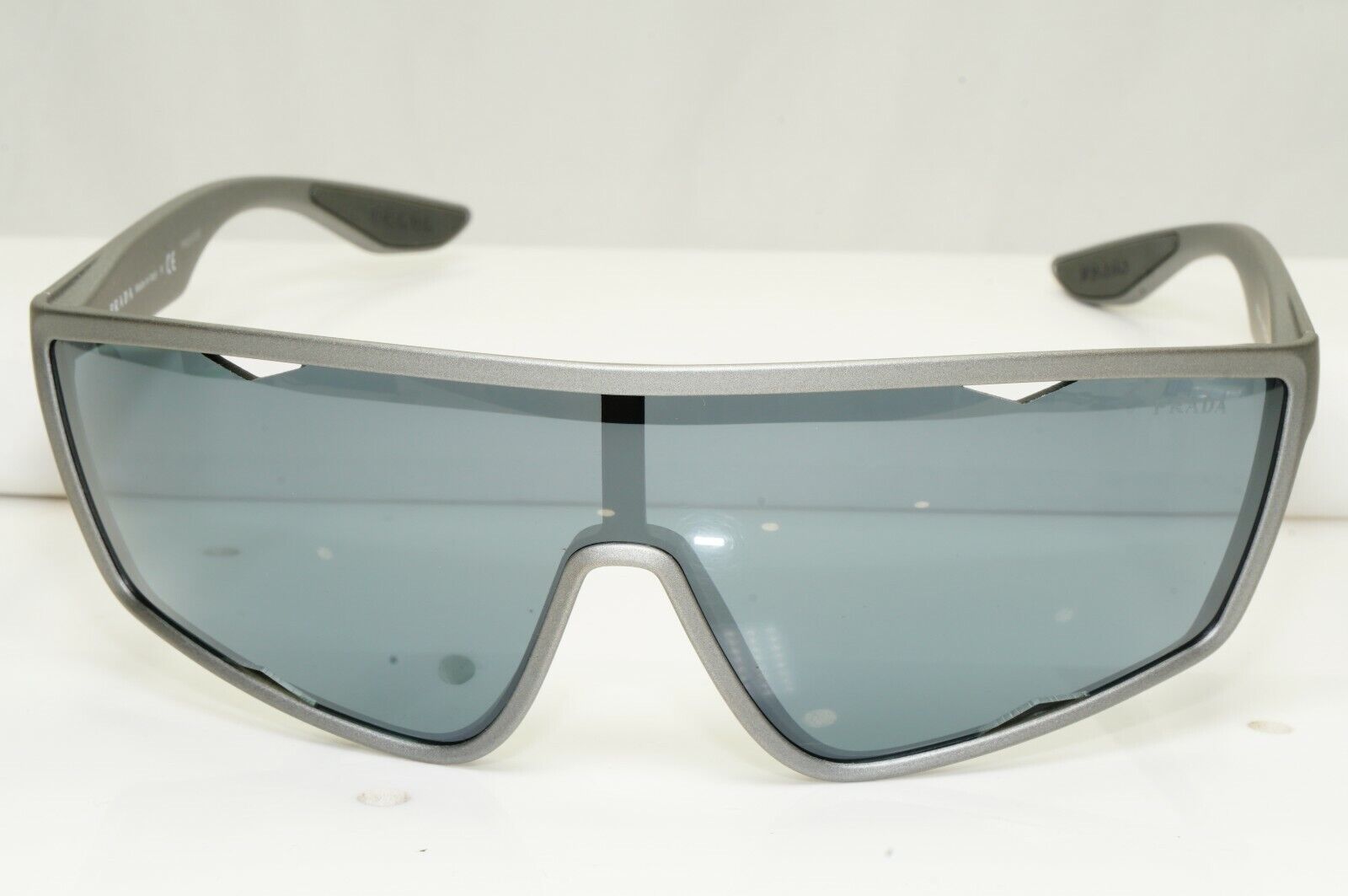 Prada Shield Grey Mirror Sunglasses Graphite Visor Ski Mens Mask SPS 09U 449-5L0