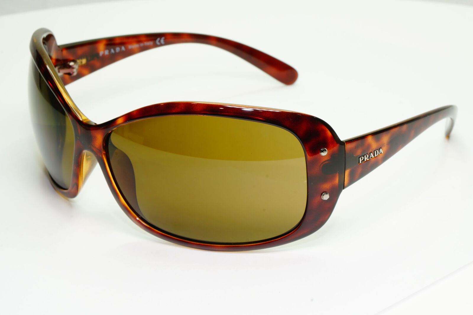 Prada 2005 Vintage Sunglasses Tortoise Brown Wrap PR04FS SPR 04F 2AU-3N1 020822