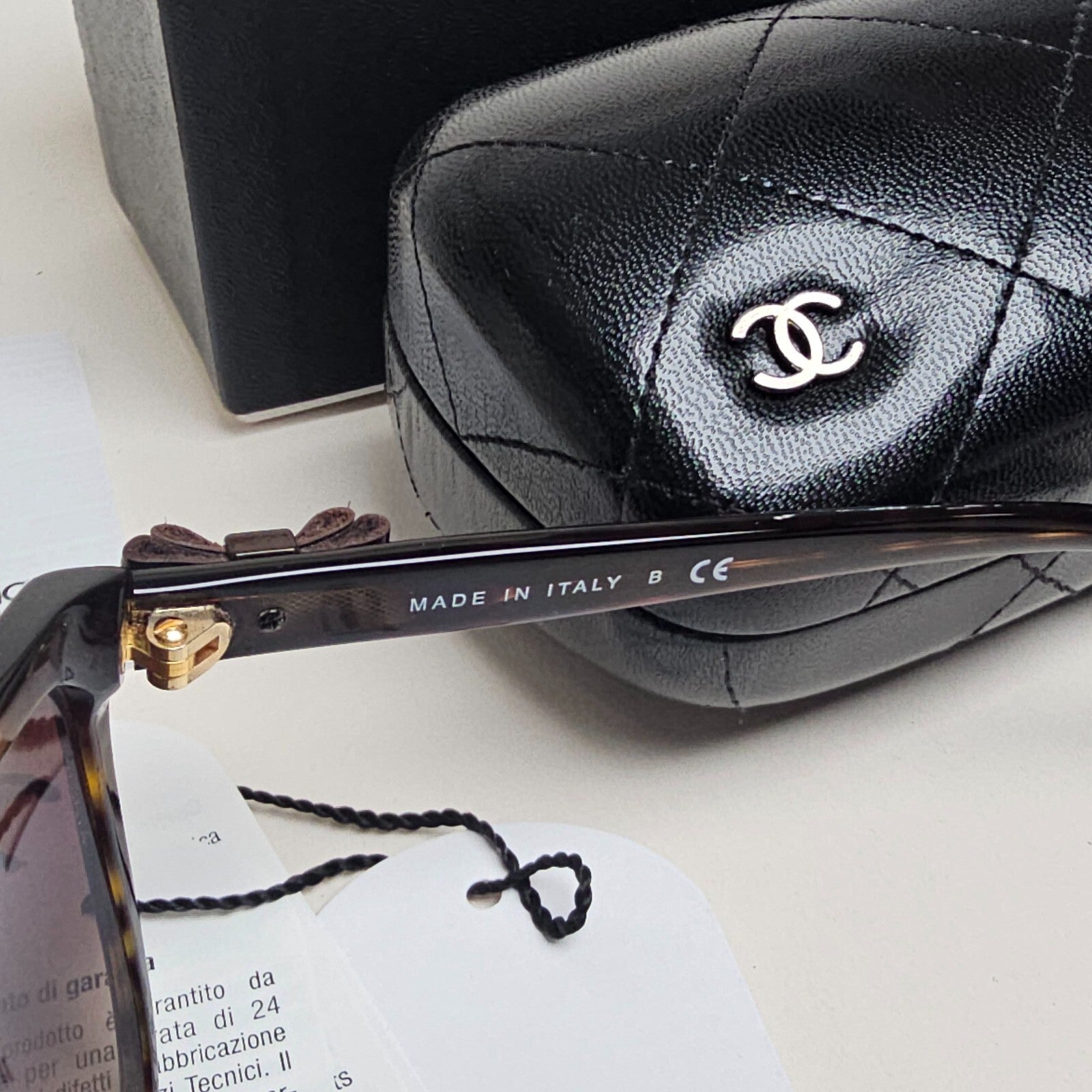 Chanel Sunglasses Leather Bow Brown Tortoise Cat Eye 5281-Q c.714/S5 070325