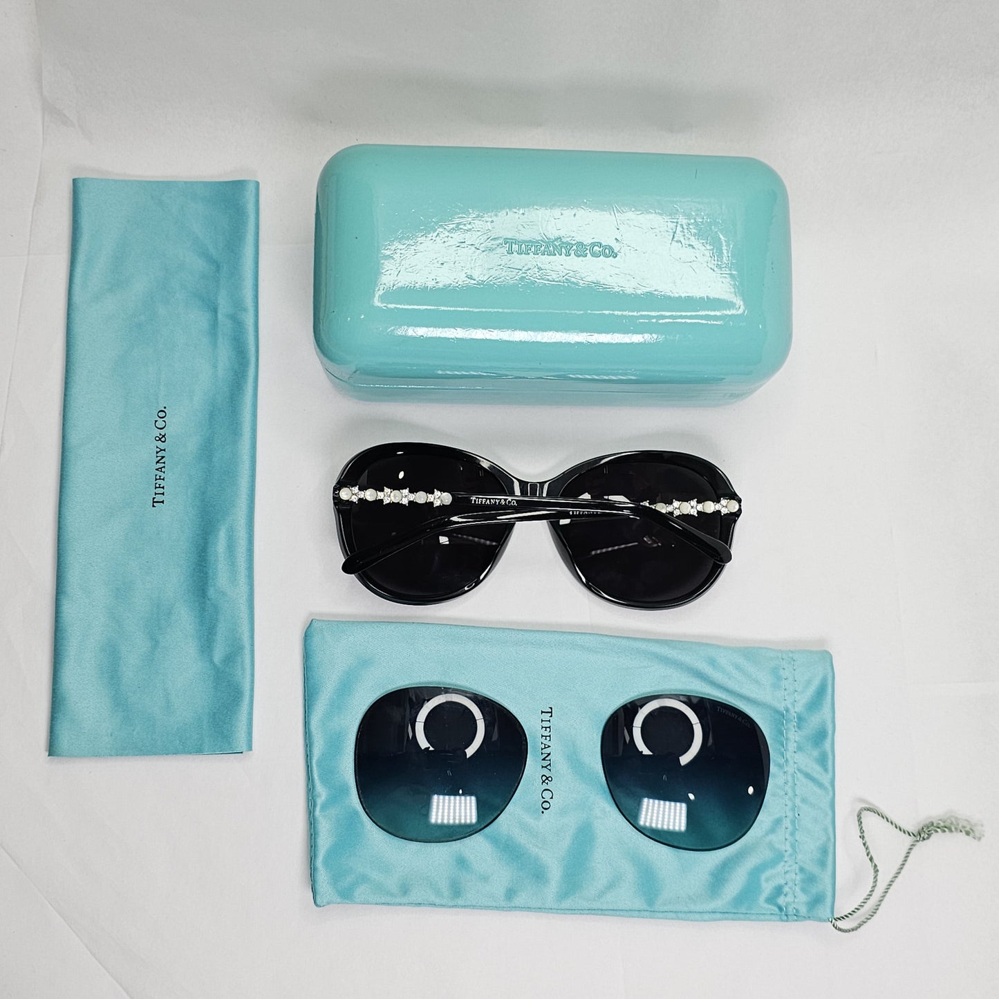 Tiffany & Co Sunglasses Black Pearl Crystal Silver TF 4104-H-B 8001/9S 050124