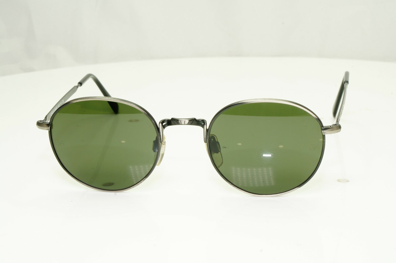 Giorgio Armani 1997 Vintage Sunglasses Gunmetal Glass Lens Round Metal 652 722 a