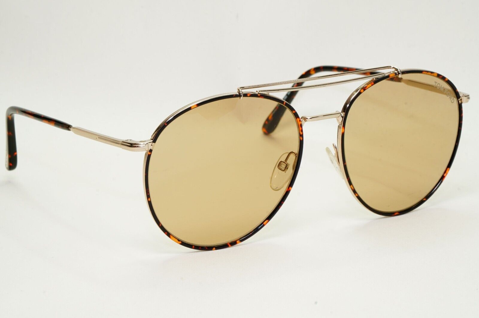 Tom Ford Sunglasses Wesley Gold Brown Tortoise Rims Round Pilot FT0694 TF694 28E