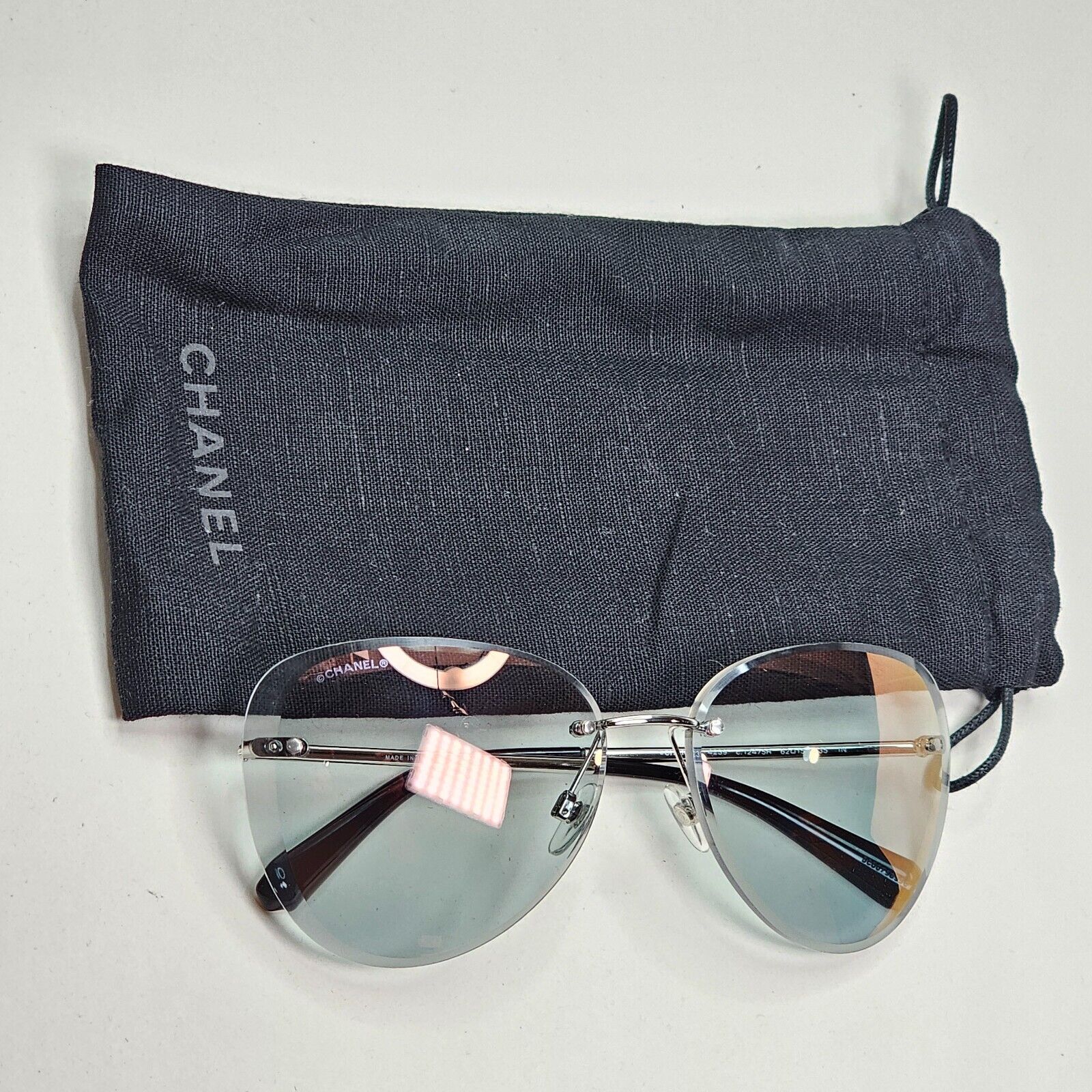 Chanel Sunglasses Rimless Silver Grey Mirrored 4239 c.124/5R 62mm