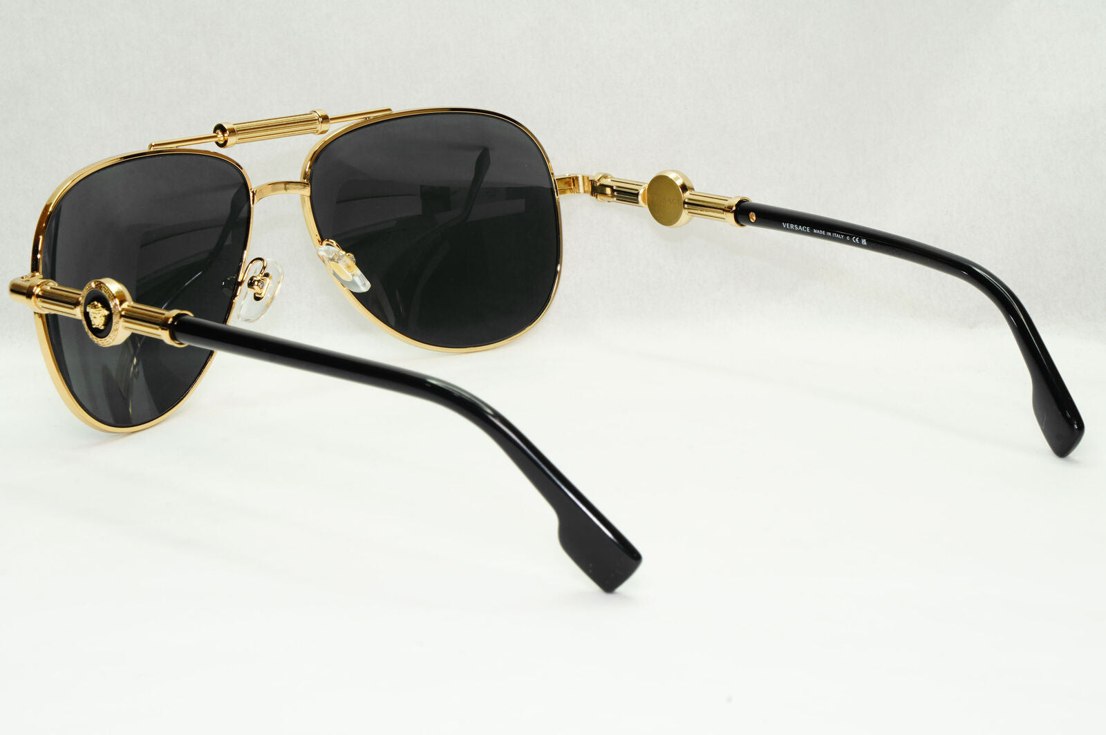 Versace Sunglasses Black Gold Pilot Medusa Metal MOD VE 2236 1002/87 59mm