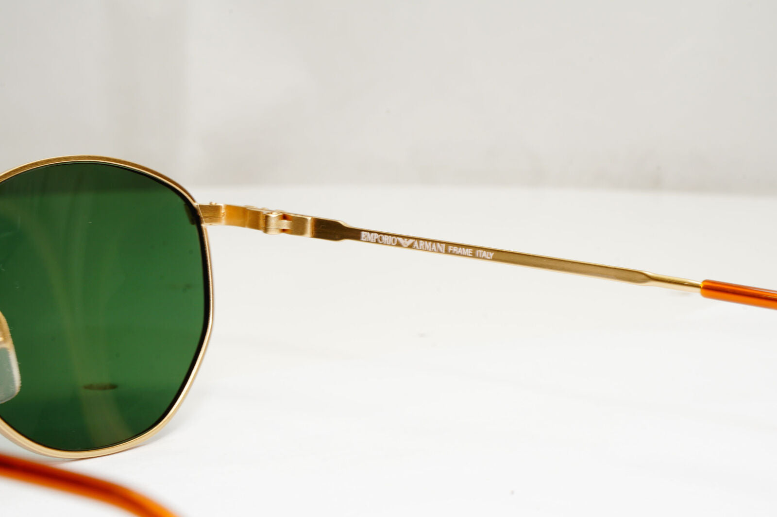 Emporio Armani Sunglasses 1997 Vintage Gold Green Metal Round 031 703 48mm B