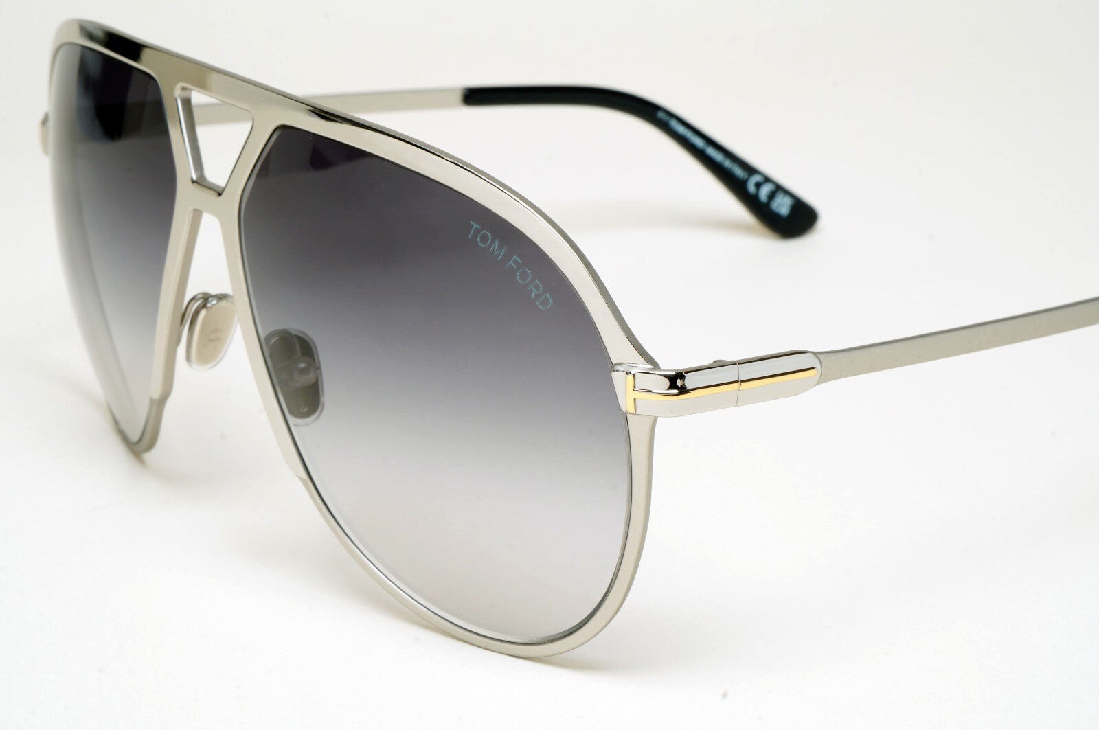 Tom Ford Sunglasses Xavier Silver Grey Gradient Large Pilot Metal TF 1060 16B A