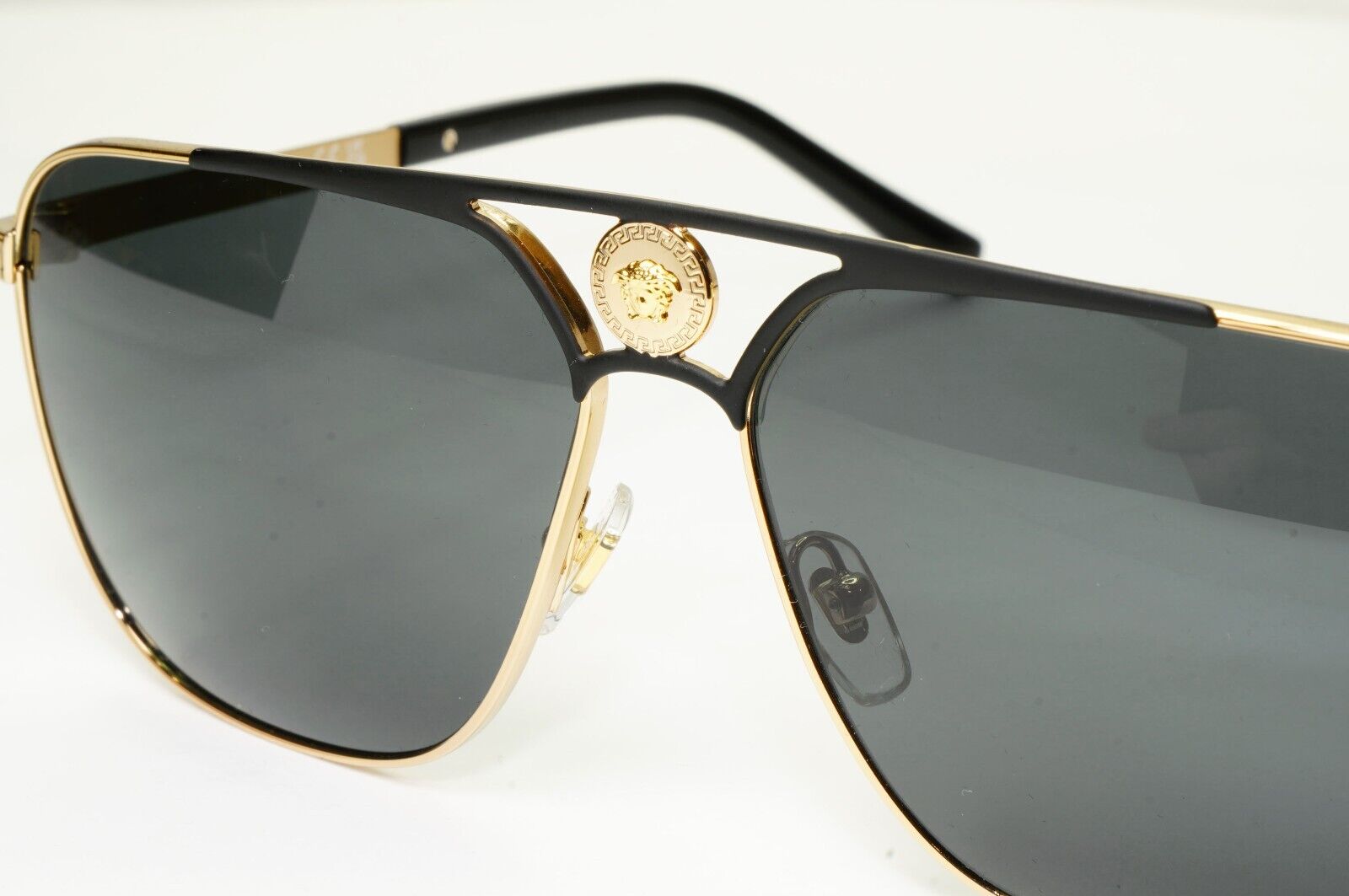 Versace Sunglasses Gold Black Medusa Square Metal MOD 2238 1436/87