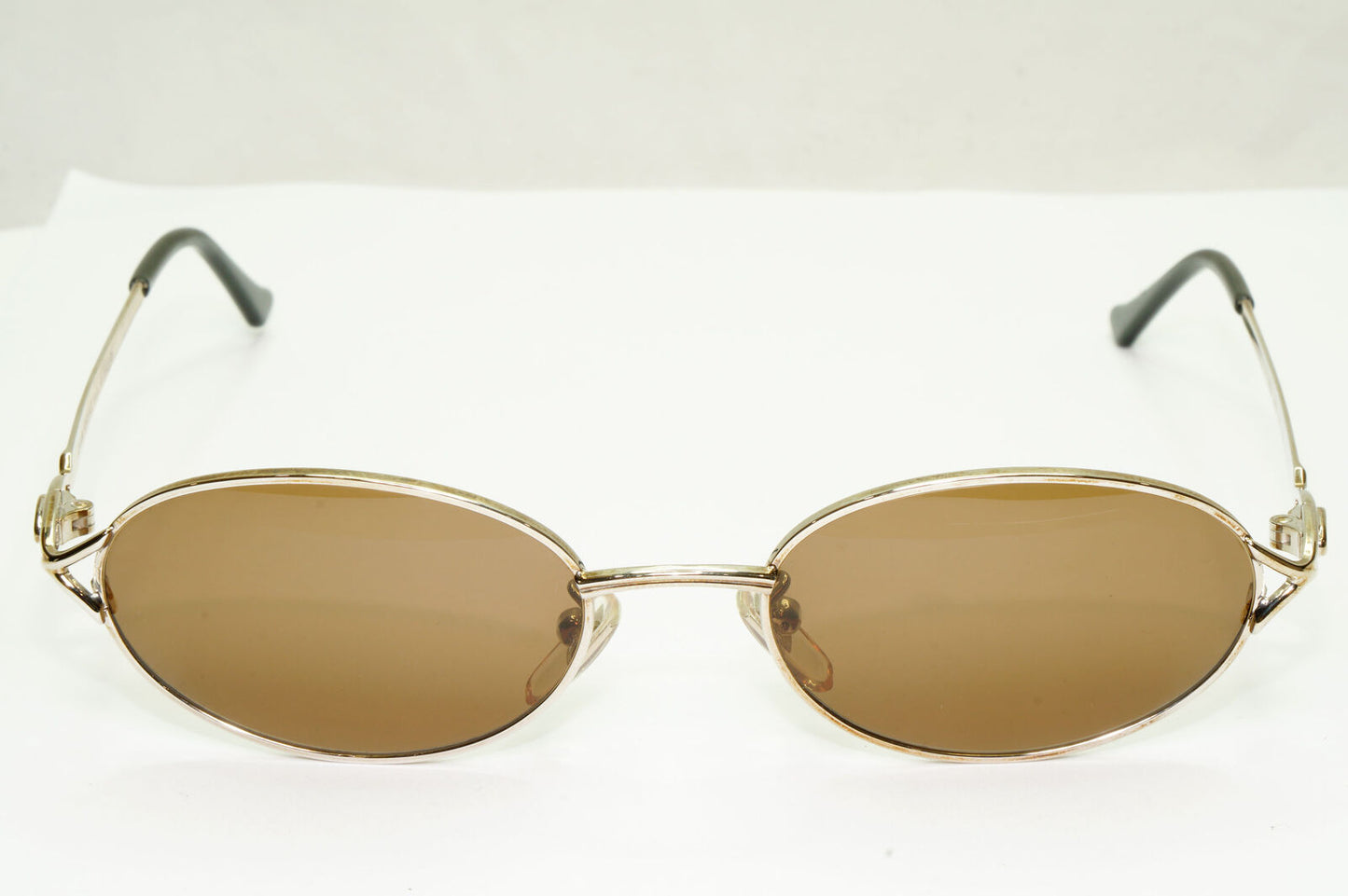 Gianni Versace 1995 Sunglasses Vintage Silver Brown Oval MOD H41 COL 26M